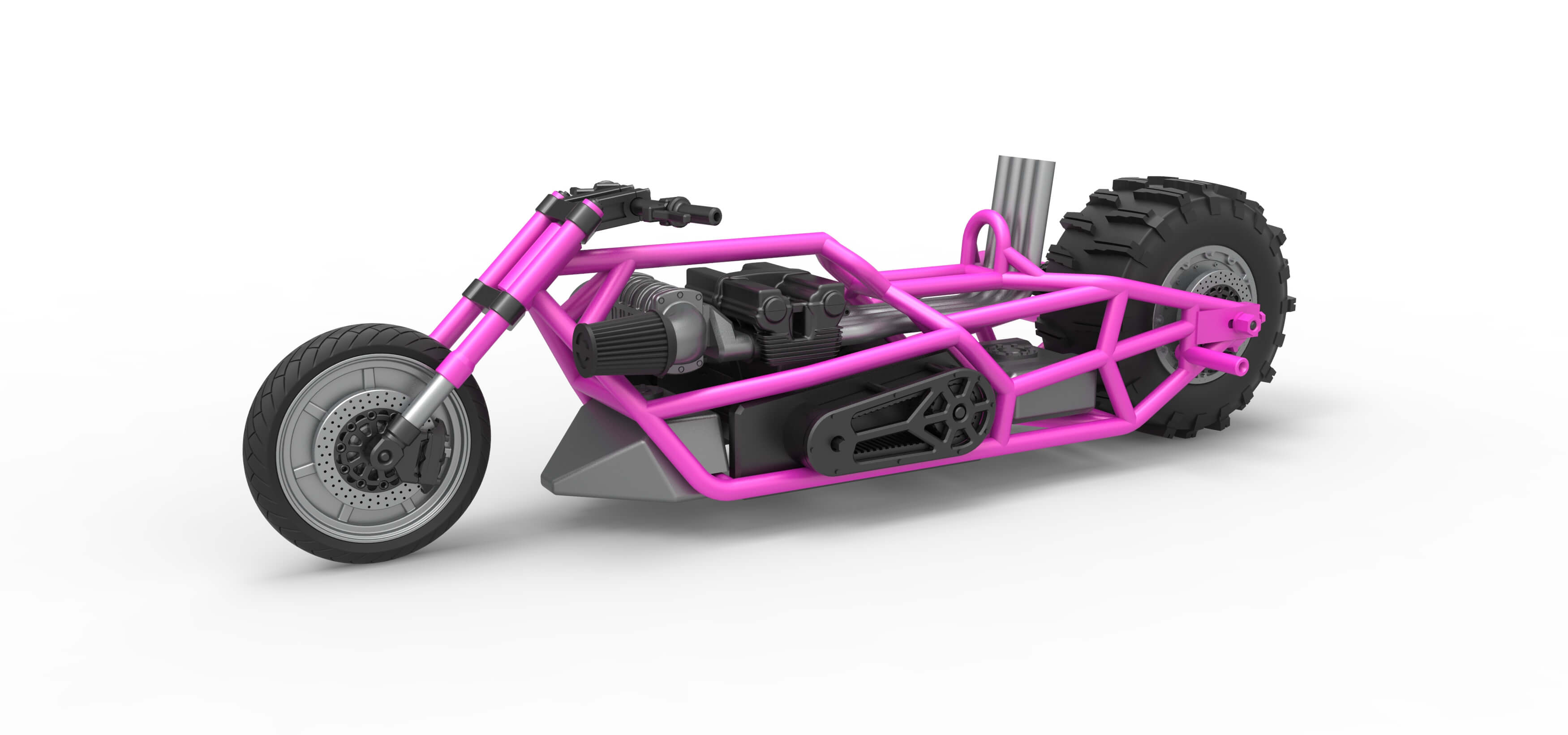 Top Fuel Dirt Dragster Motorcycle Base 1:16 3D Model
