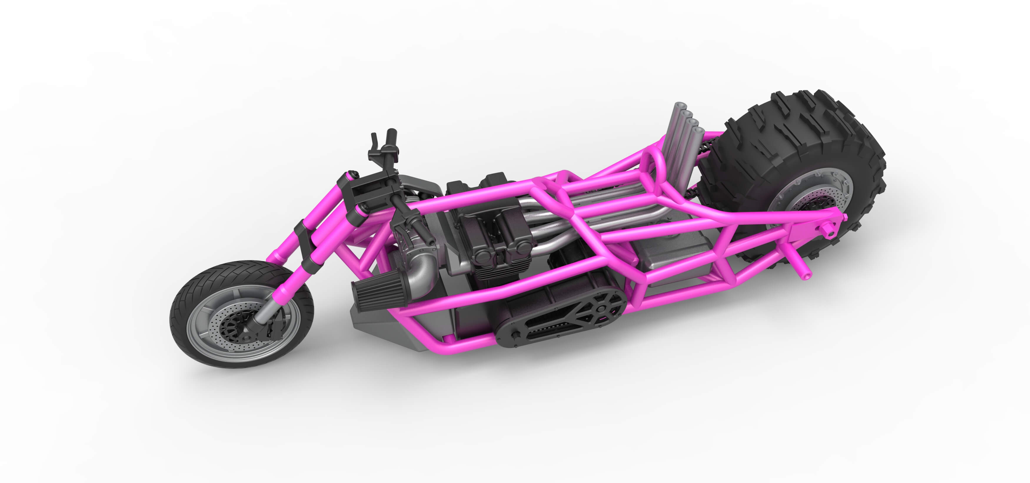 Top Fuel Dirt Dragster Motorcycle Base 1:16 3D Model