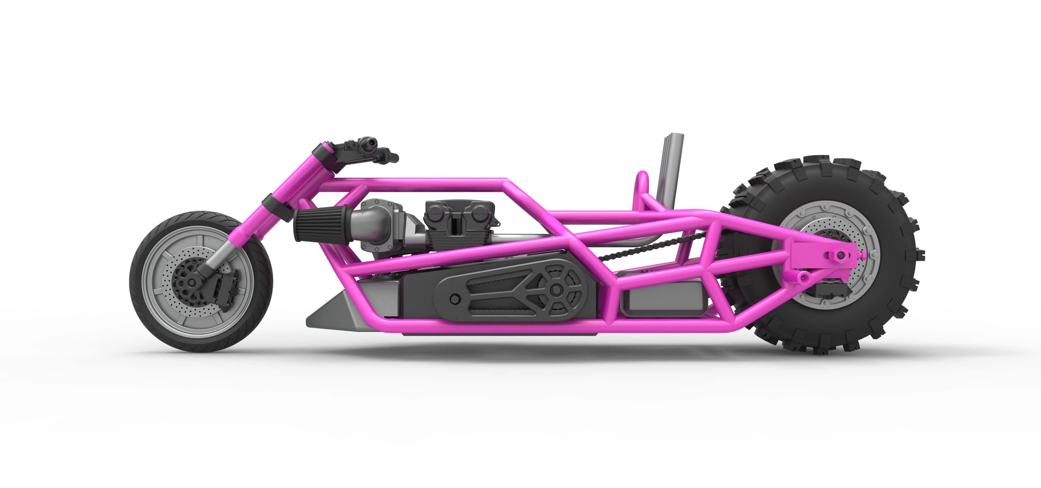 Top Fuel Dirt Dragster Motorcycle Base 1:16 3D Model