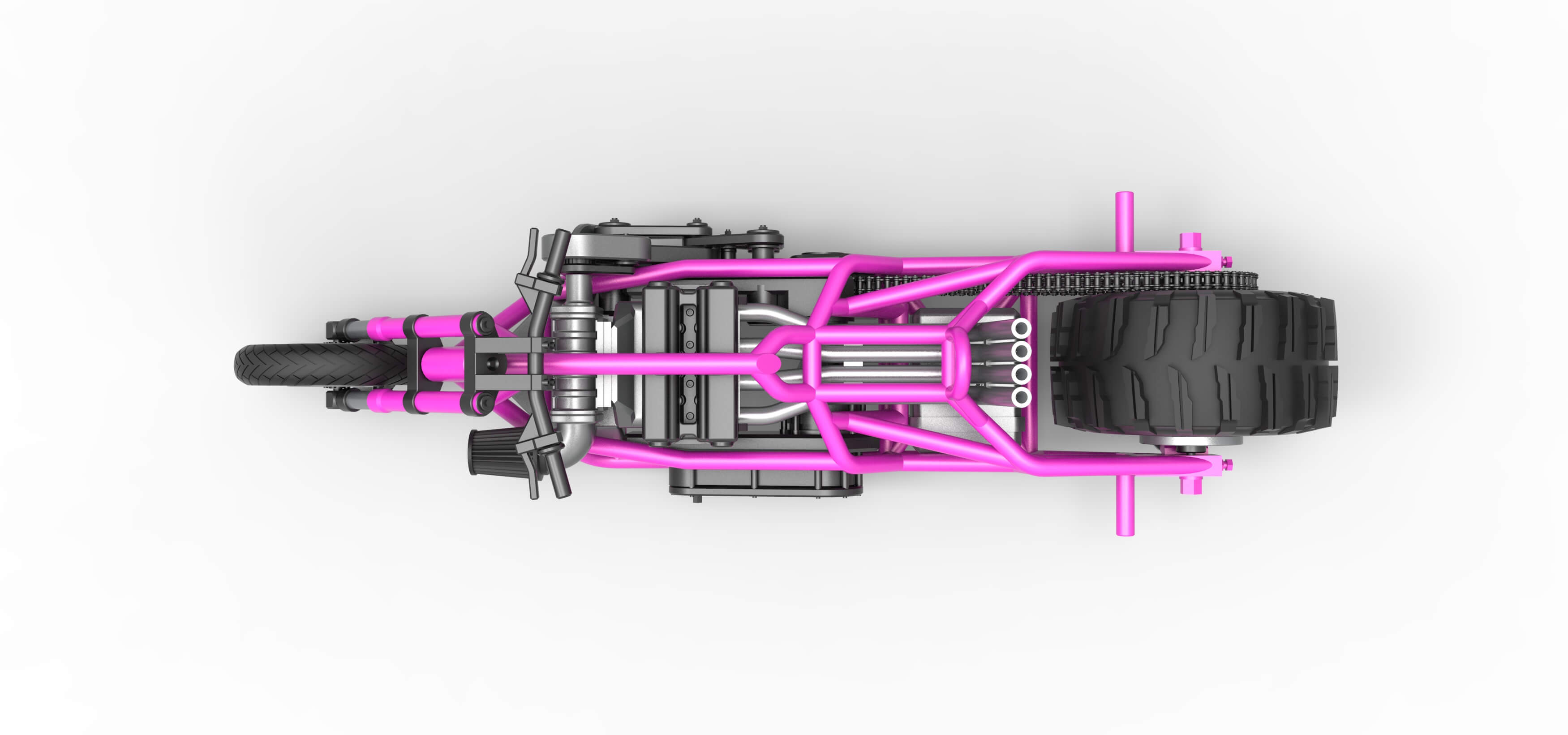 Top Fuel Dirt Dragster Motorcycle Base 1:16 3D Model