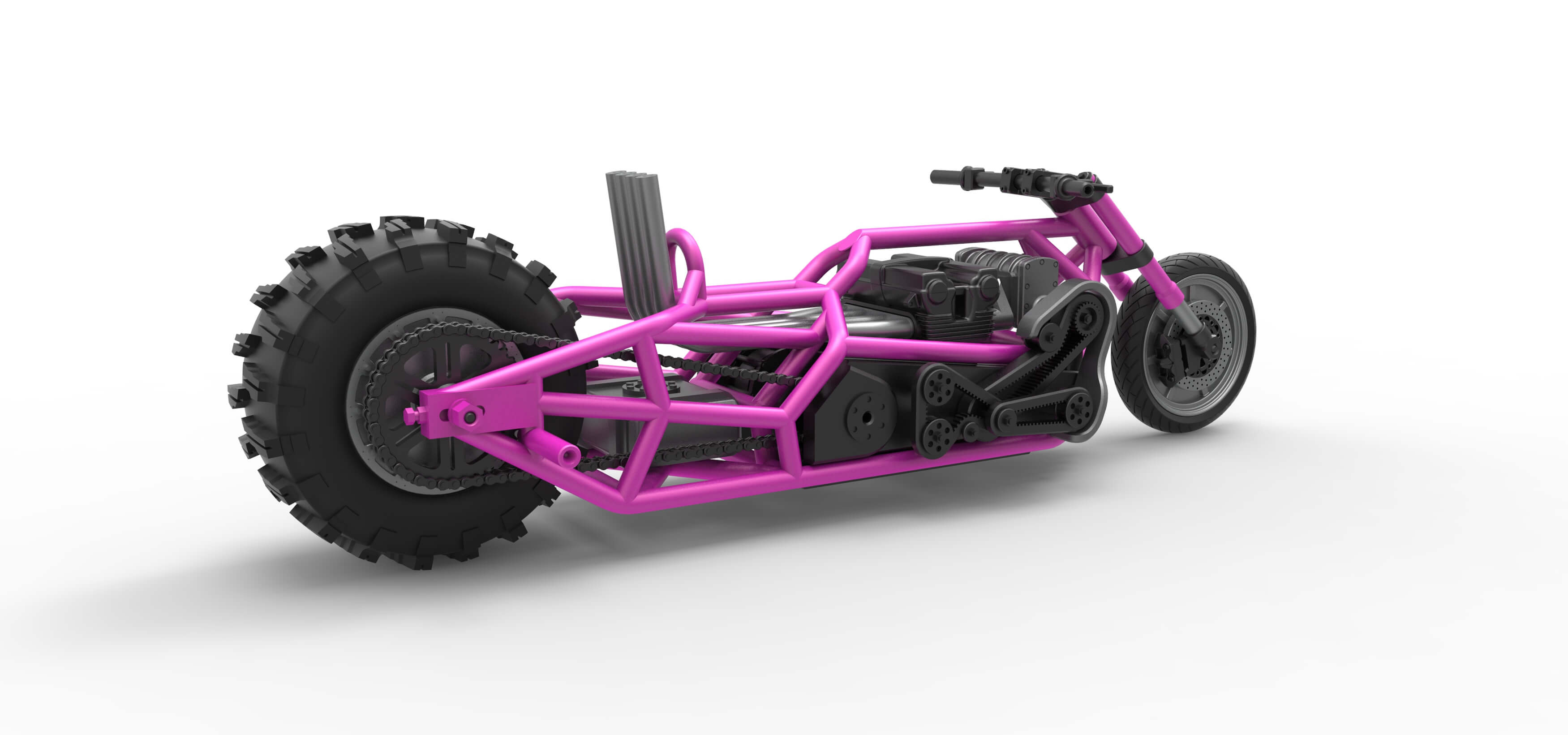 Top Fuel Dirt Dragster Motorcycle Base 1:16 3D Model
