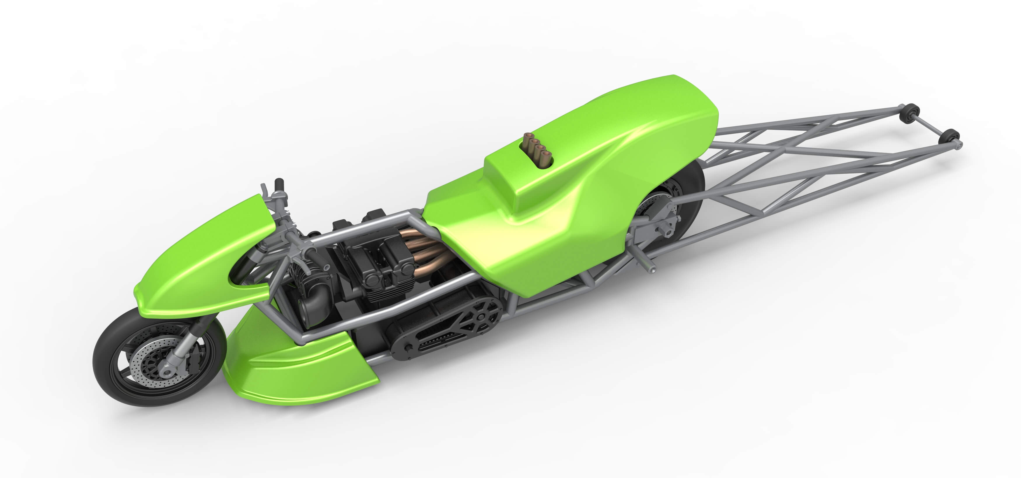 Top Fuel Dragster Motorcycle Scale 1:16 3D Model