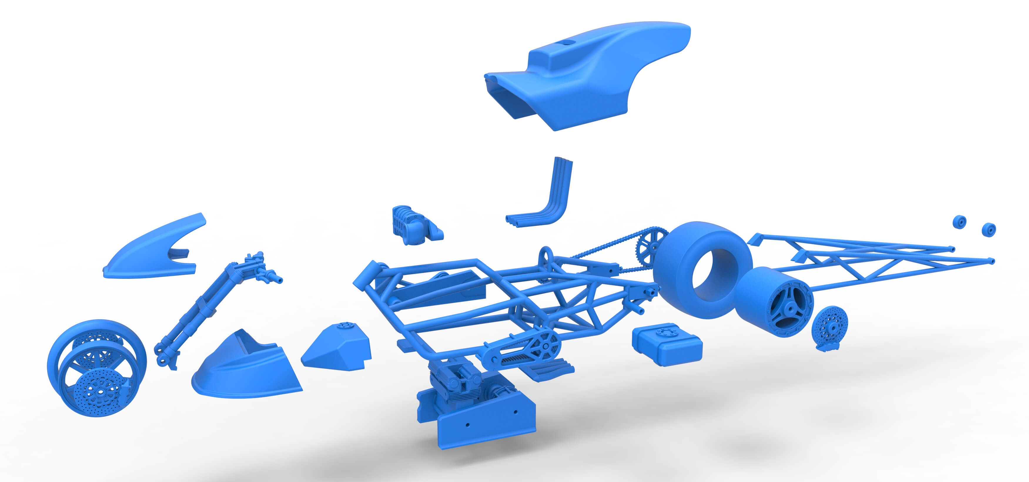 Top Fuel Dragster Motorcycle Scale 1:16 3D Model