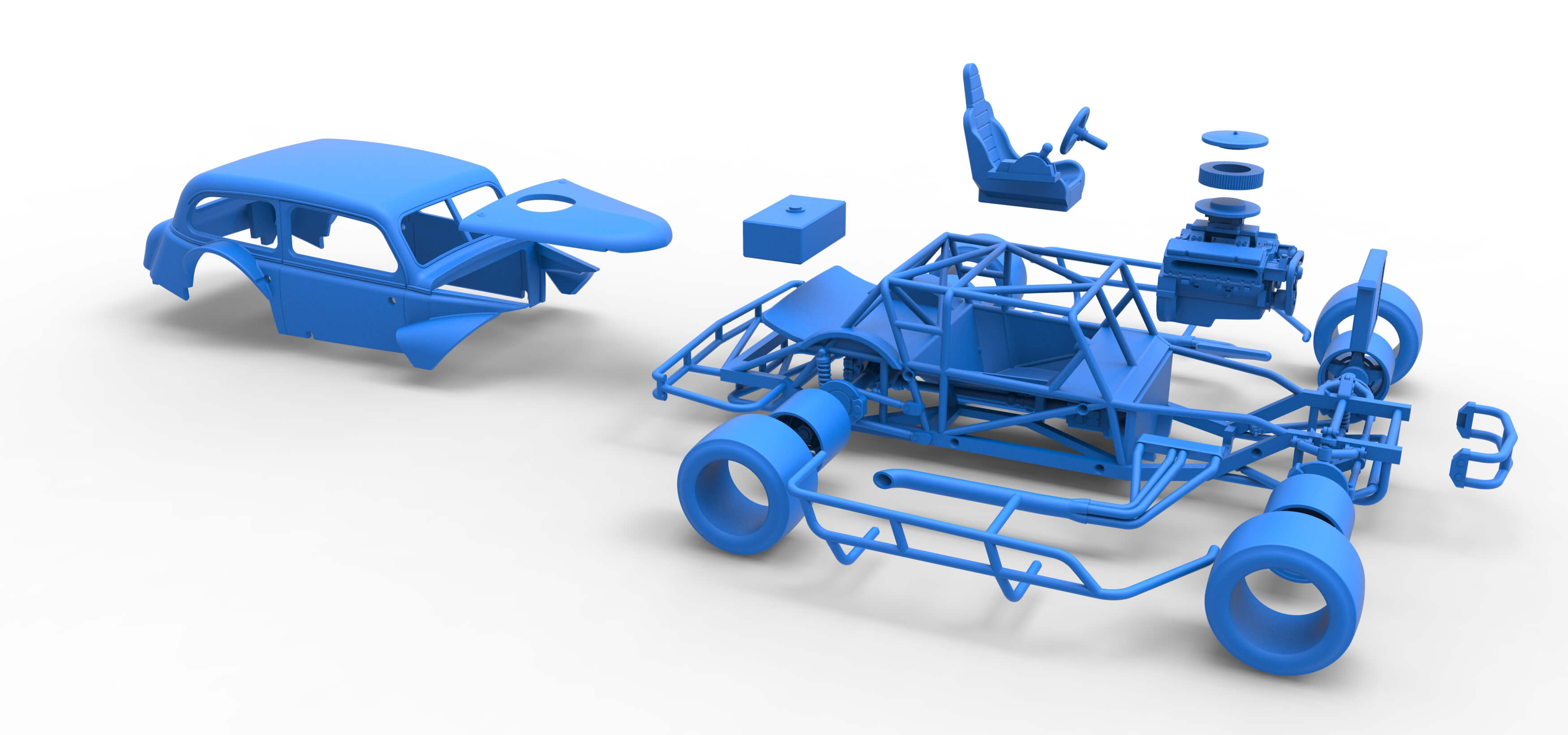 Vintage Asphalt Modified Stock Car V7 Scale 1:25 3D Model