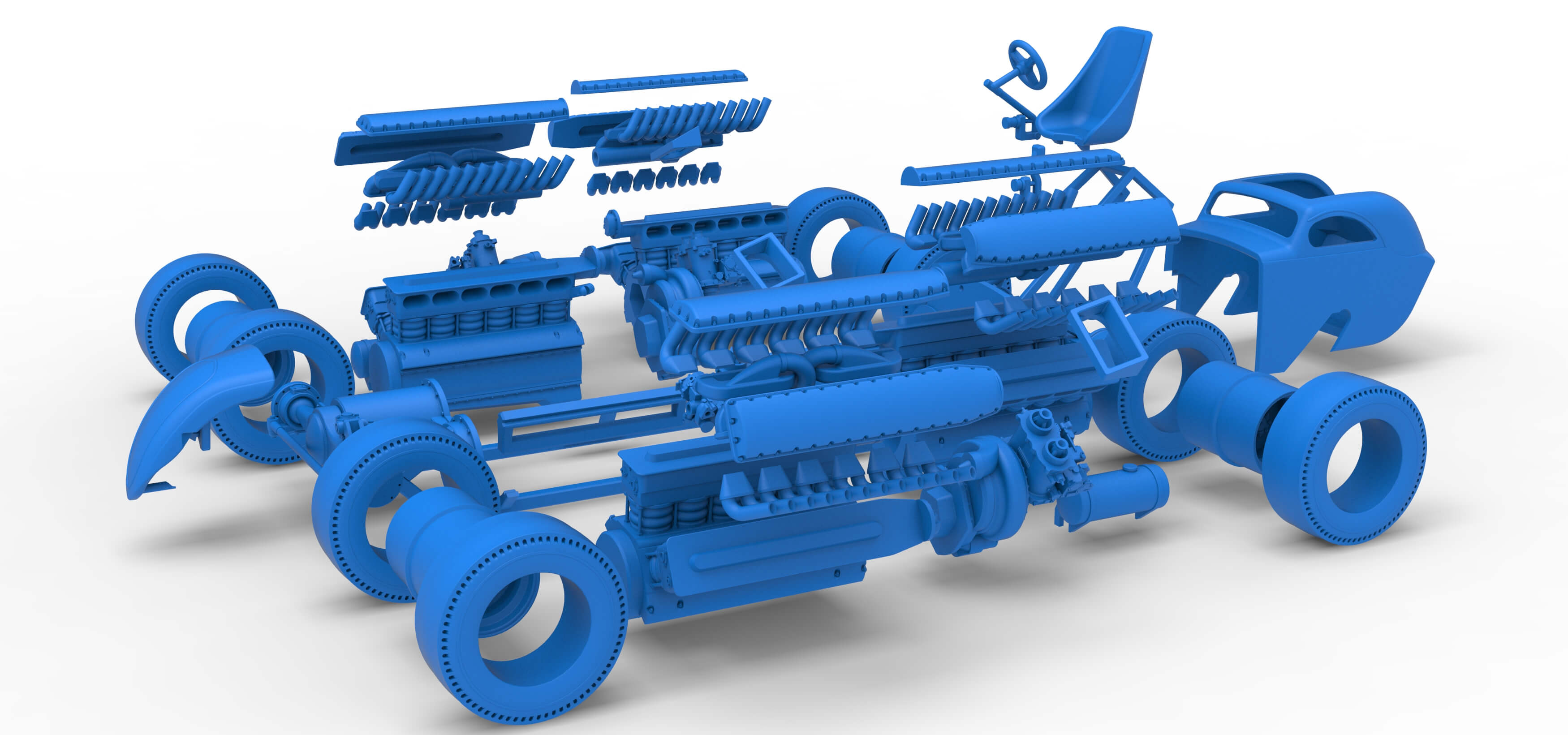 Vintage AWD Dragster Scale 1:25 3D Model