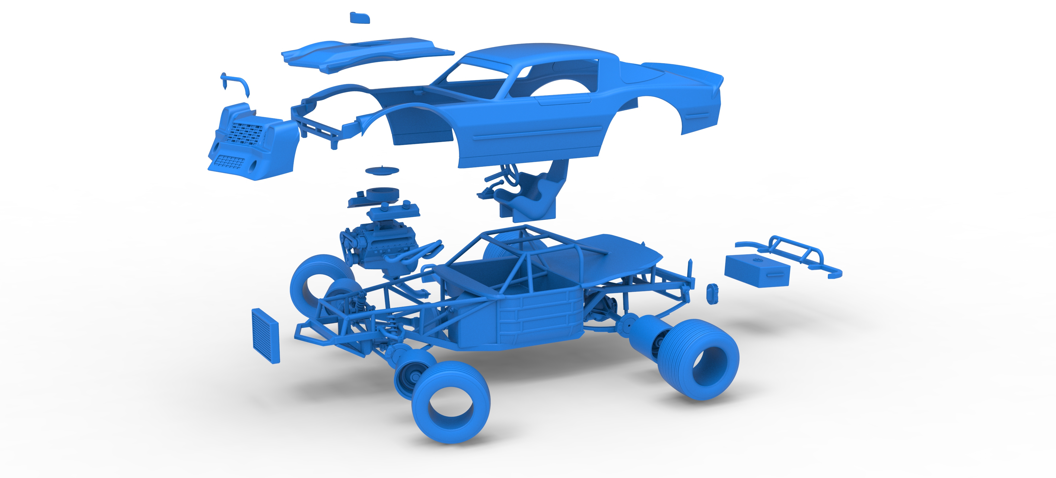 Vintage Dirt Late Model Race Car V2 While Turning Scale 1:25