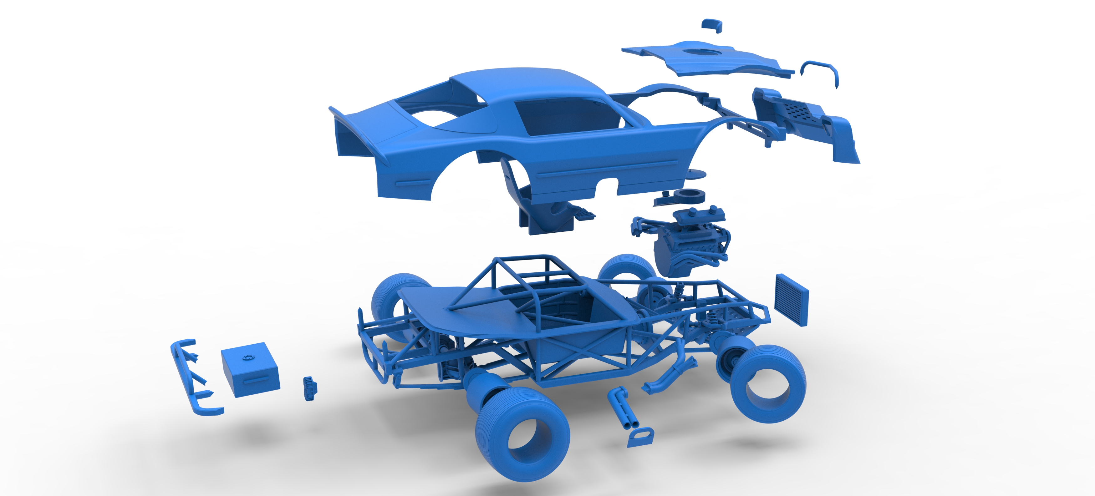 Vintage Dirt Late Model Race Car V2 While Turning Scale 1:25