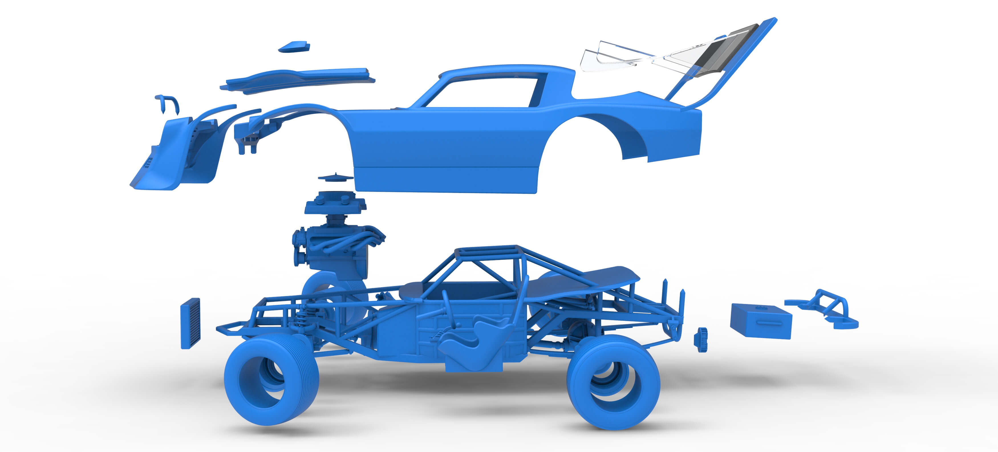 Vintage Dirt Late Model Race Car V4 while Turning Scale 1:25