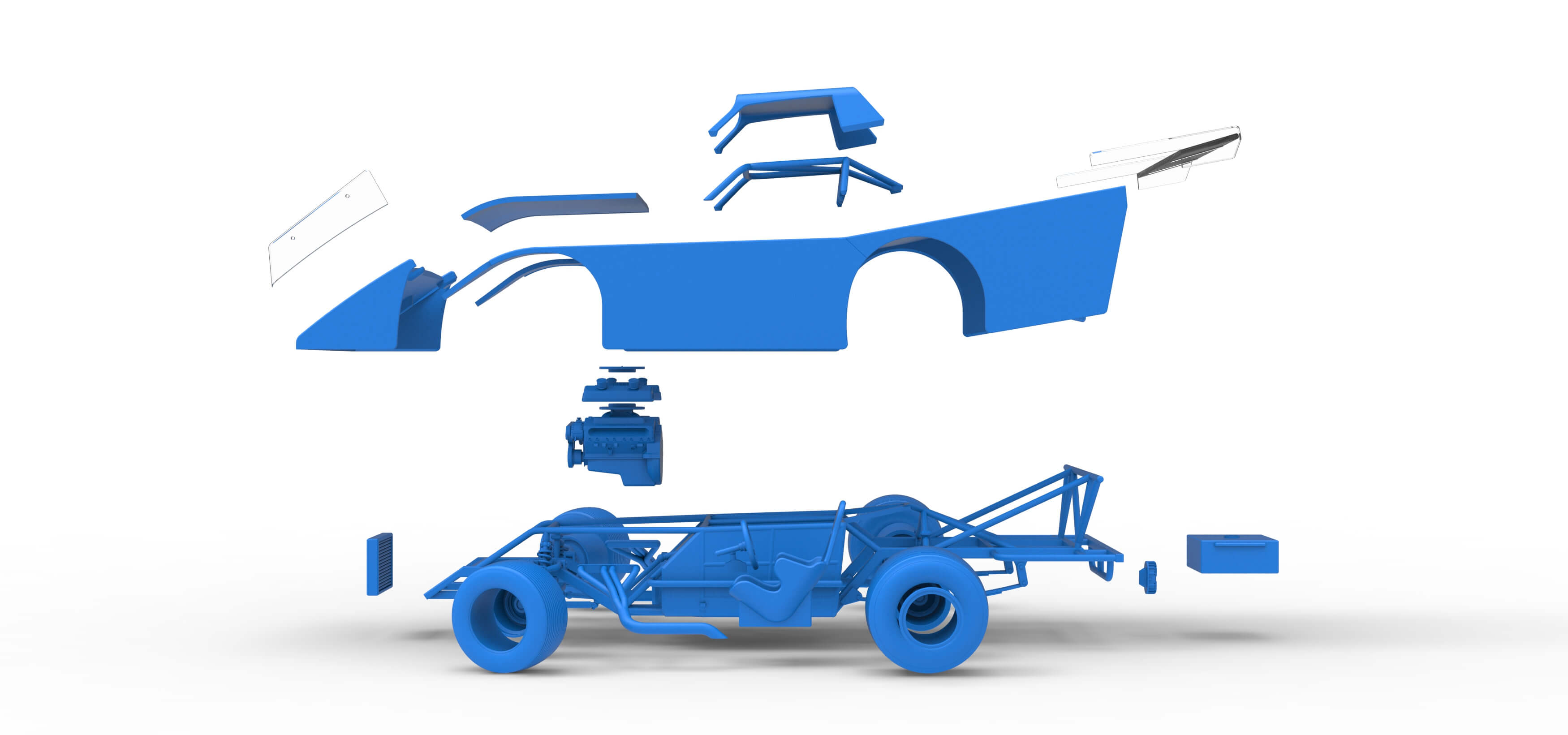 Vintage Dirt Late Model Race Car V5 While Turning Scale 1:25
