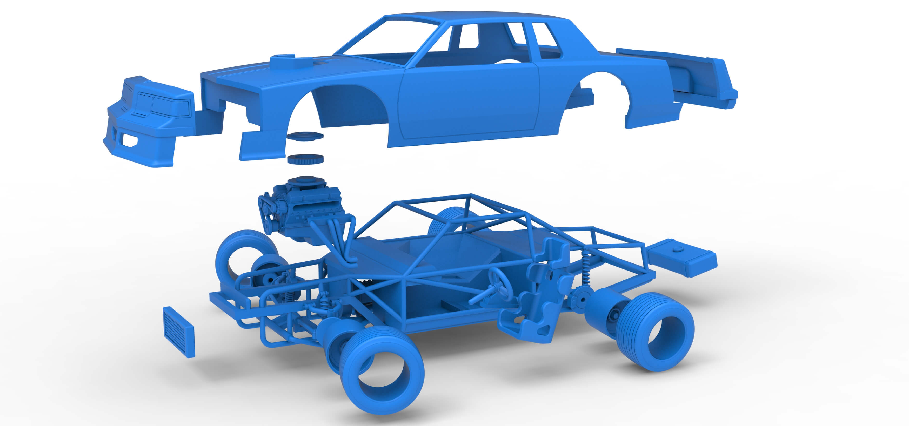 Vintage Dirt Late Model Race Car While Turning Scale 1:25