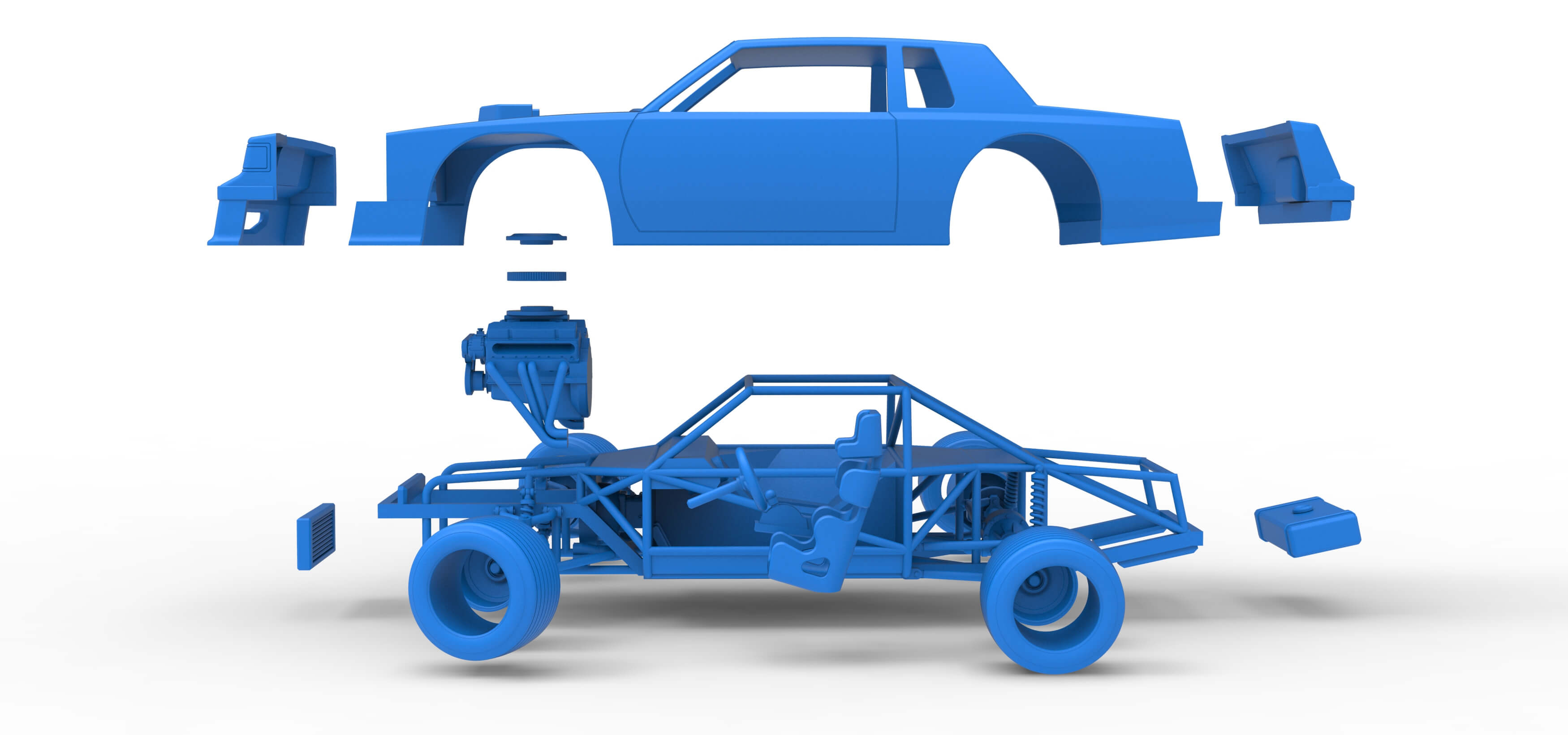 Vintage Dirt Late Model Race Car While Turning Scale 1:25