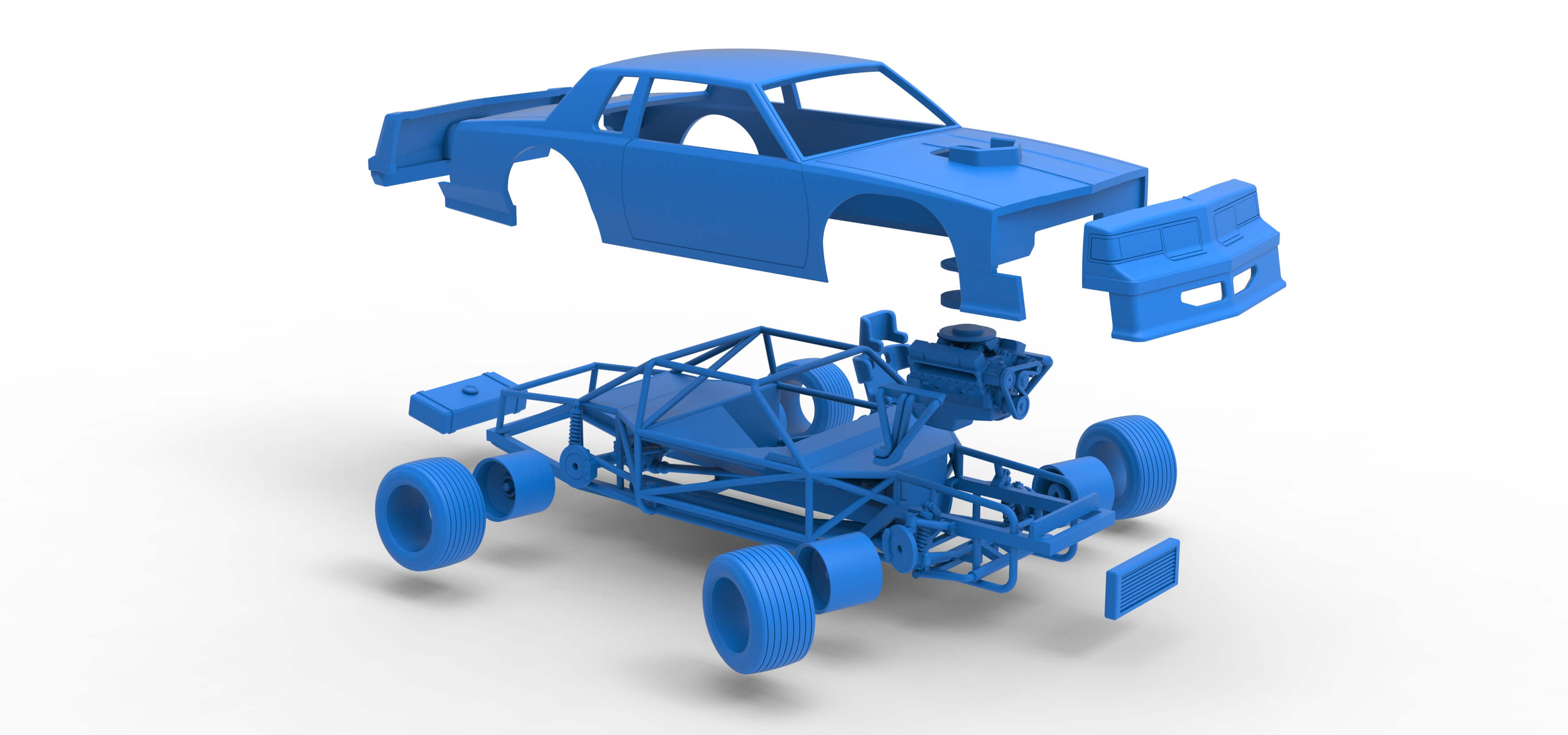 Vintage Dirt Late Model Race Car While Turning Scale 1:25