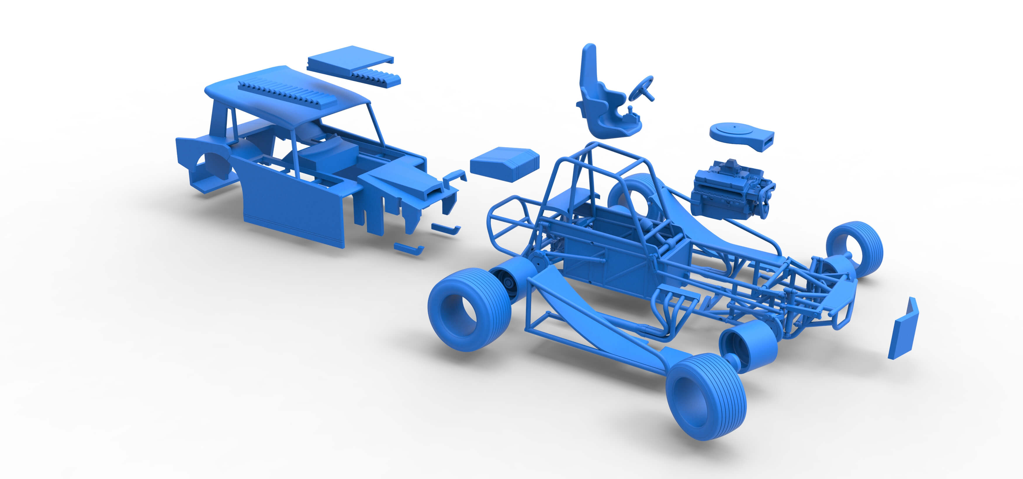 Vintage Dirt Modified Stock Car V6 while Turning Scale 1:25 3D Model
