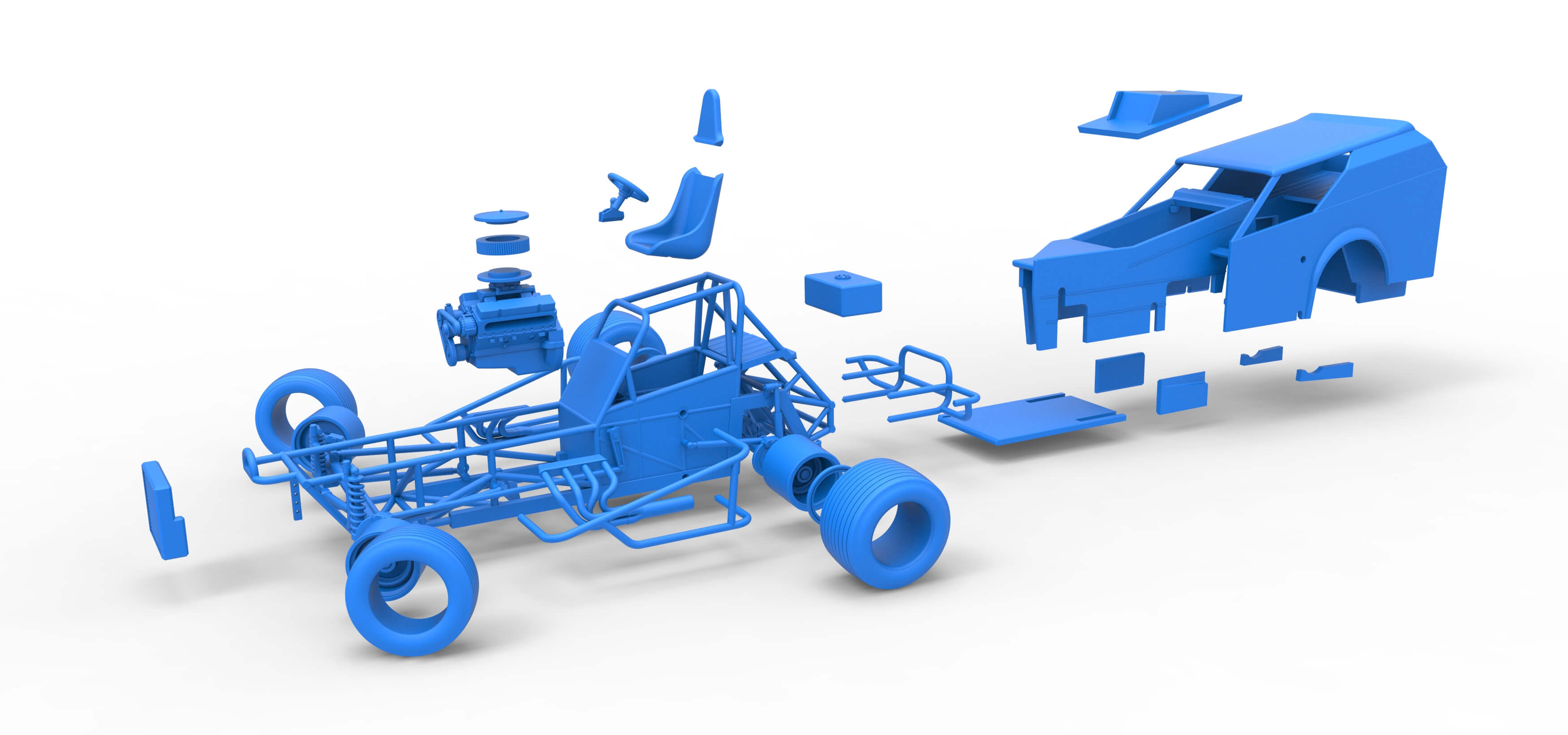 Vintage Dirt Modified Stock Car V7 While Turning Scale 1:25 3D Model