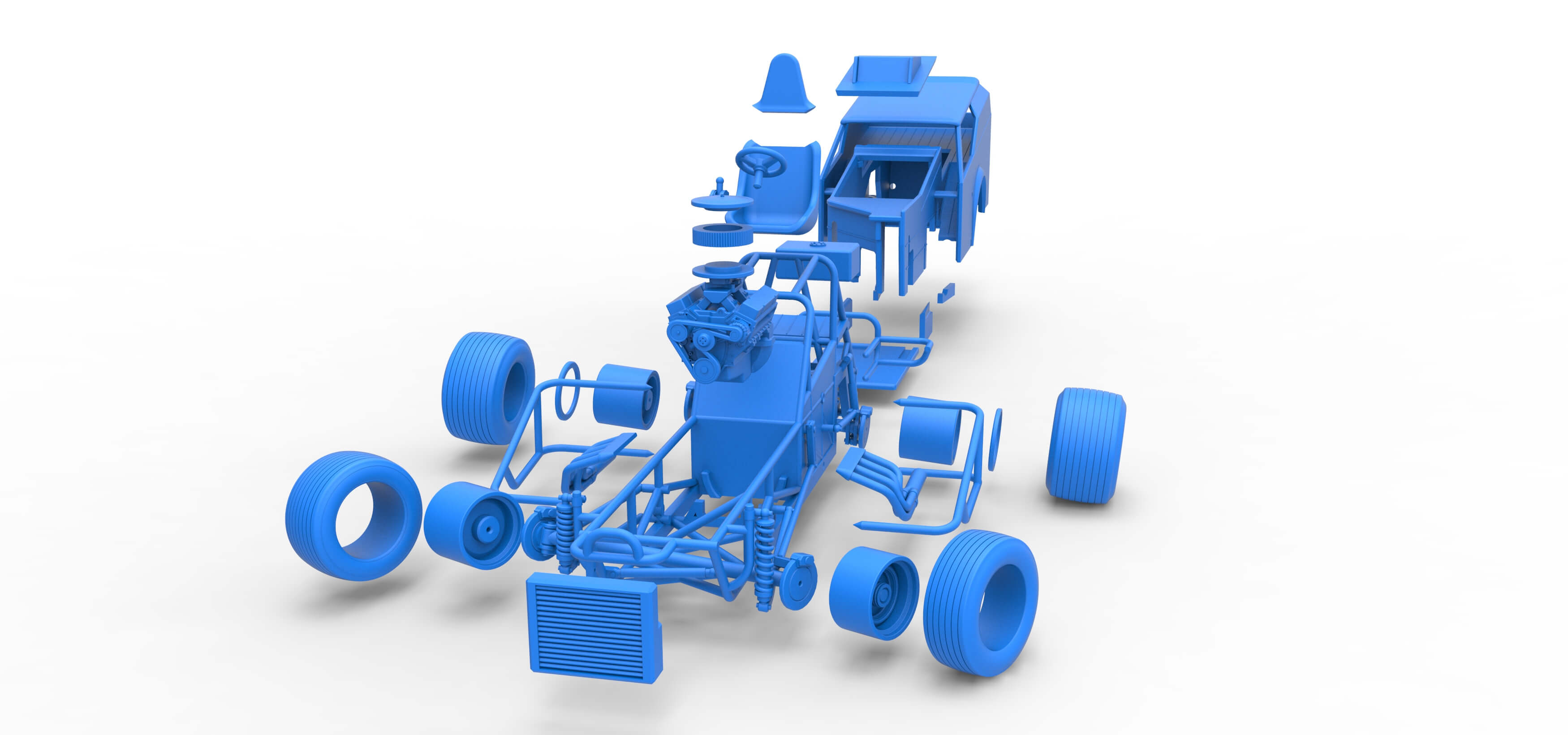 Vintage Dirt Modified Stock Car V7 While Turning Scale 1:25 3D Model