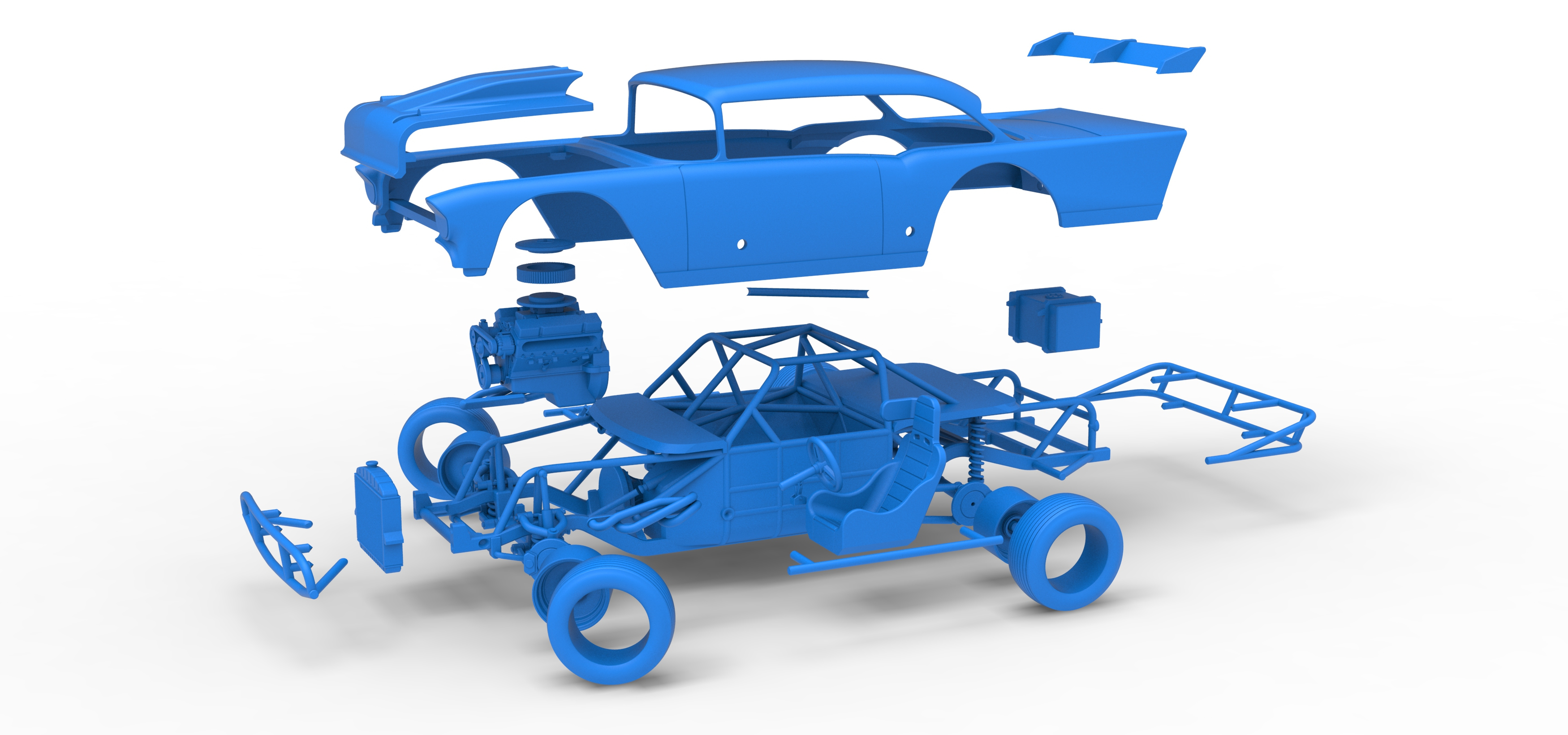 Vintage Dirt Modified Stock Car V9 while Turning Scale 1:25 3D Model