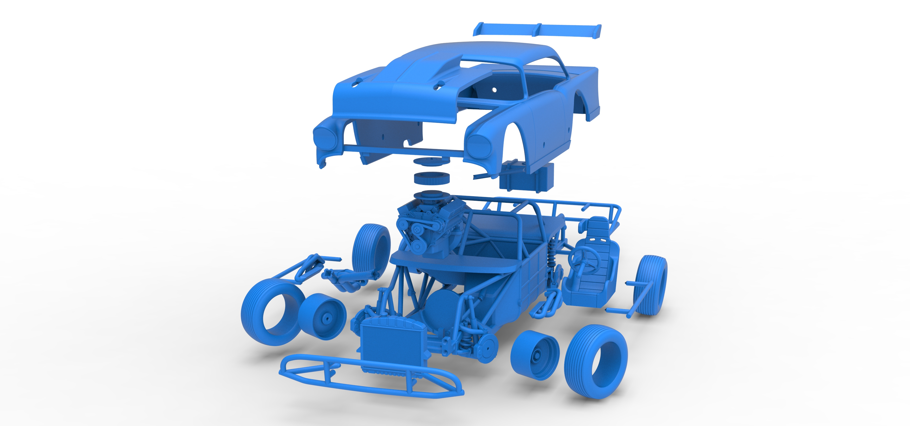 Vintage Dirt Modified Stock Car V9 while Turning Scale 1:25 3D Model