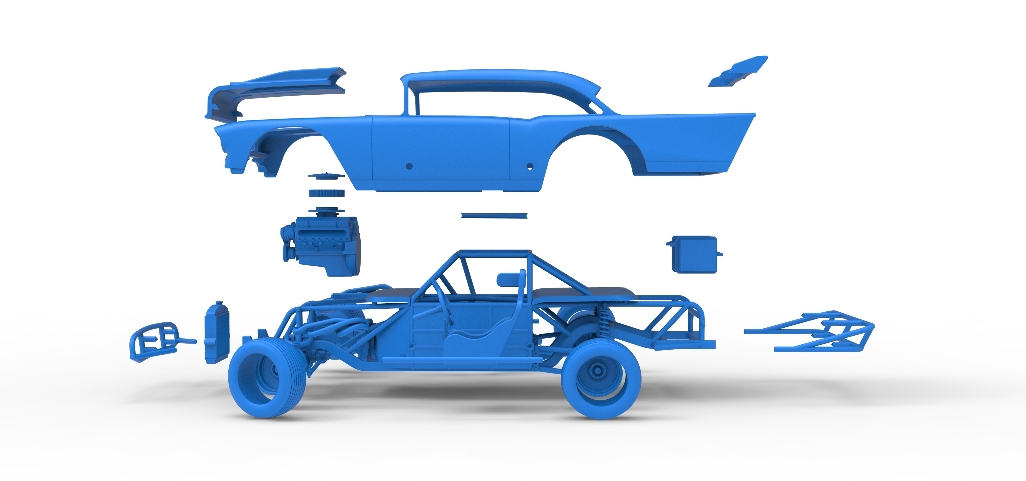 Vintage Dirt Modified Stock Car V9 while Turning Scale 1:25 3D Model