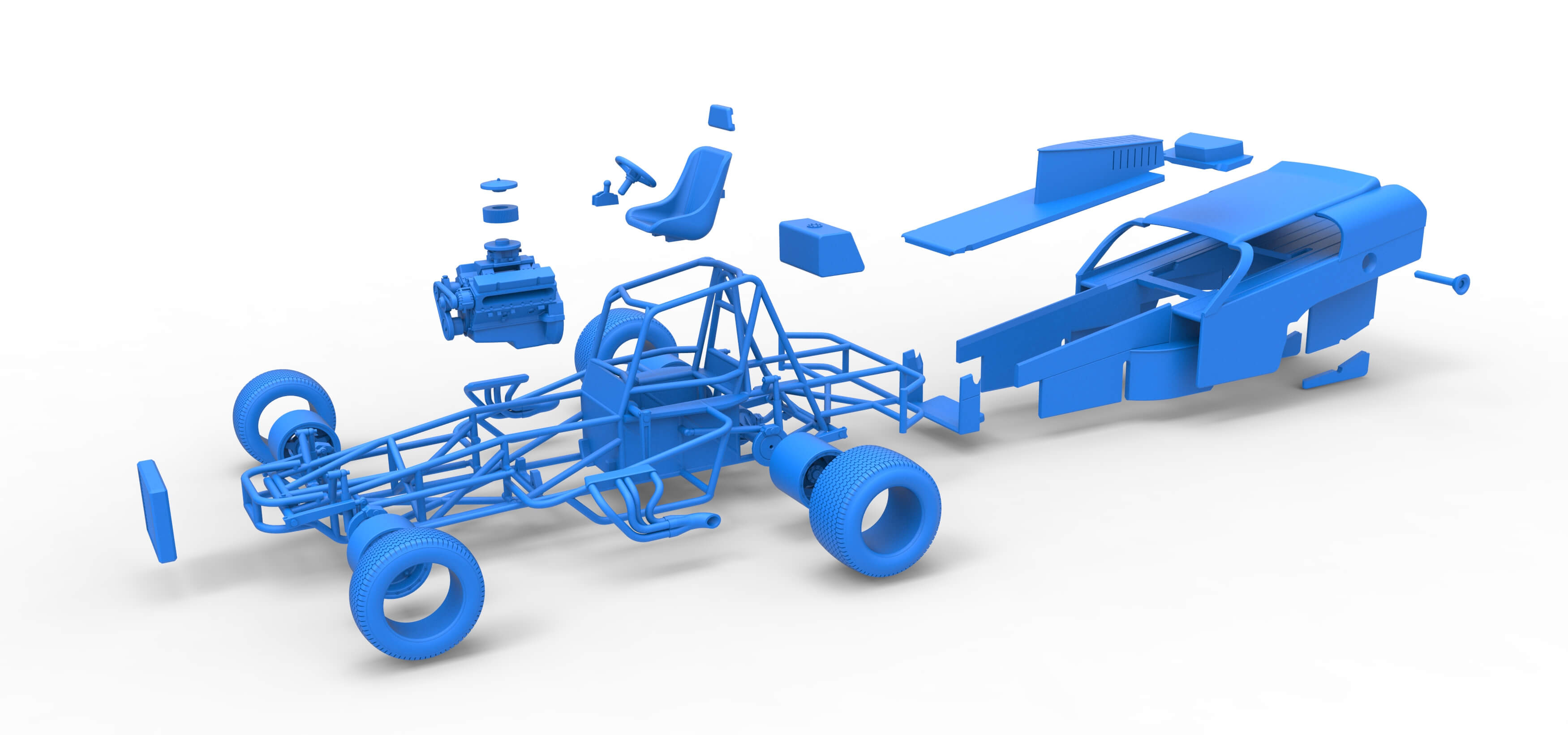 Vintage Dirt Modified Stock Car Version 2 Scale 1:25 3D Model