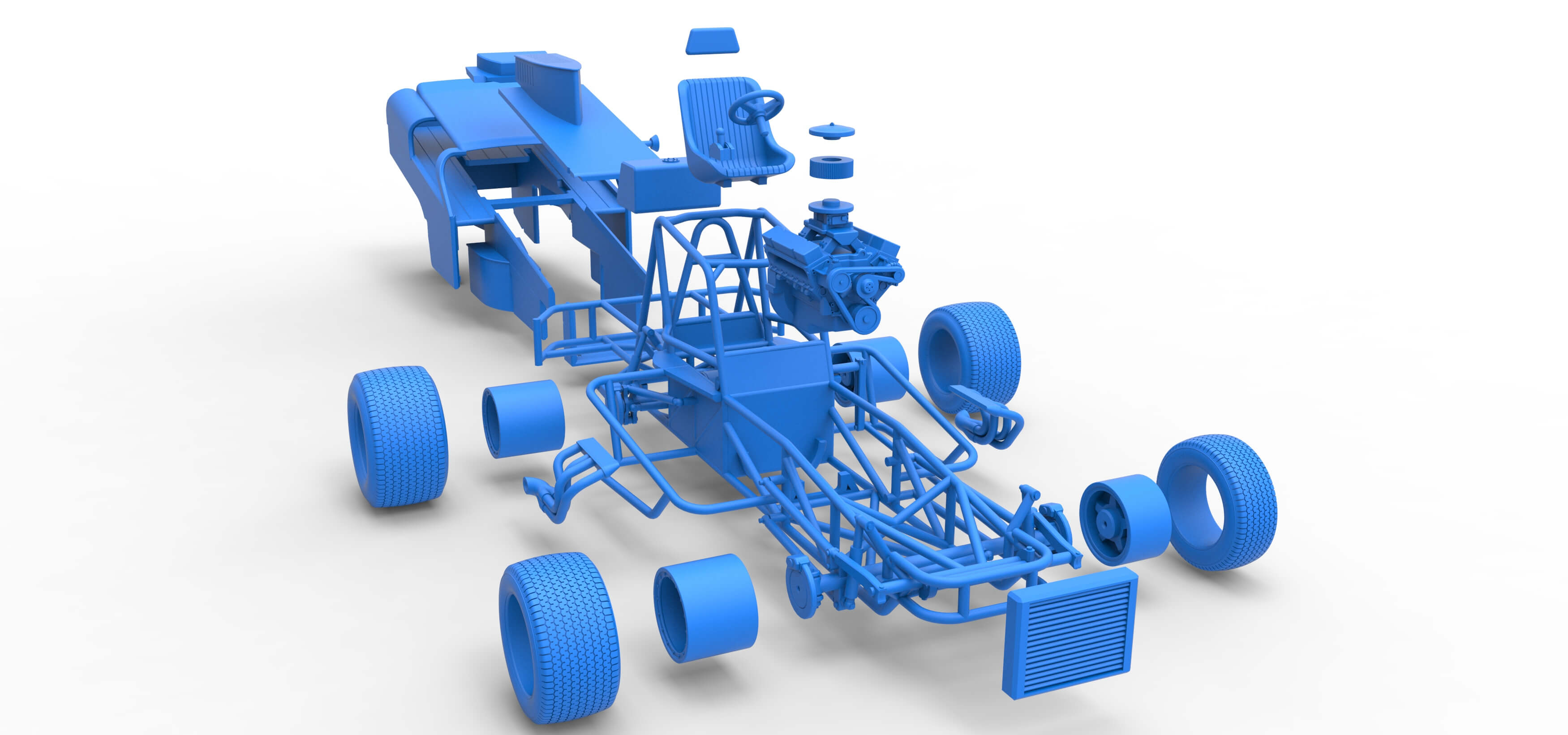 Vintage Dirt Modified Stock Car Version 2 Scale 1:25 3D Model