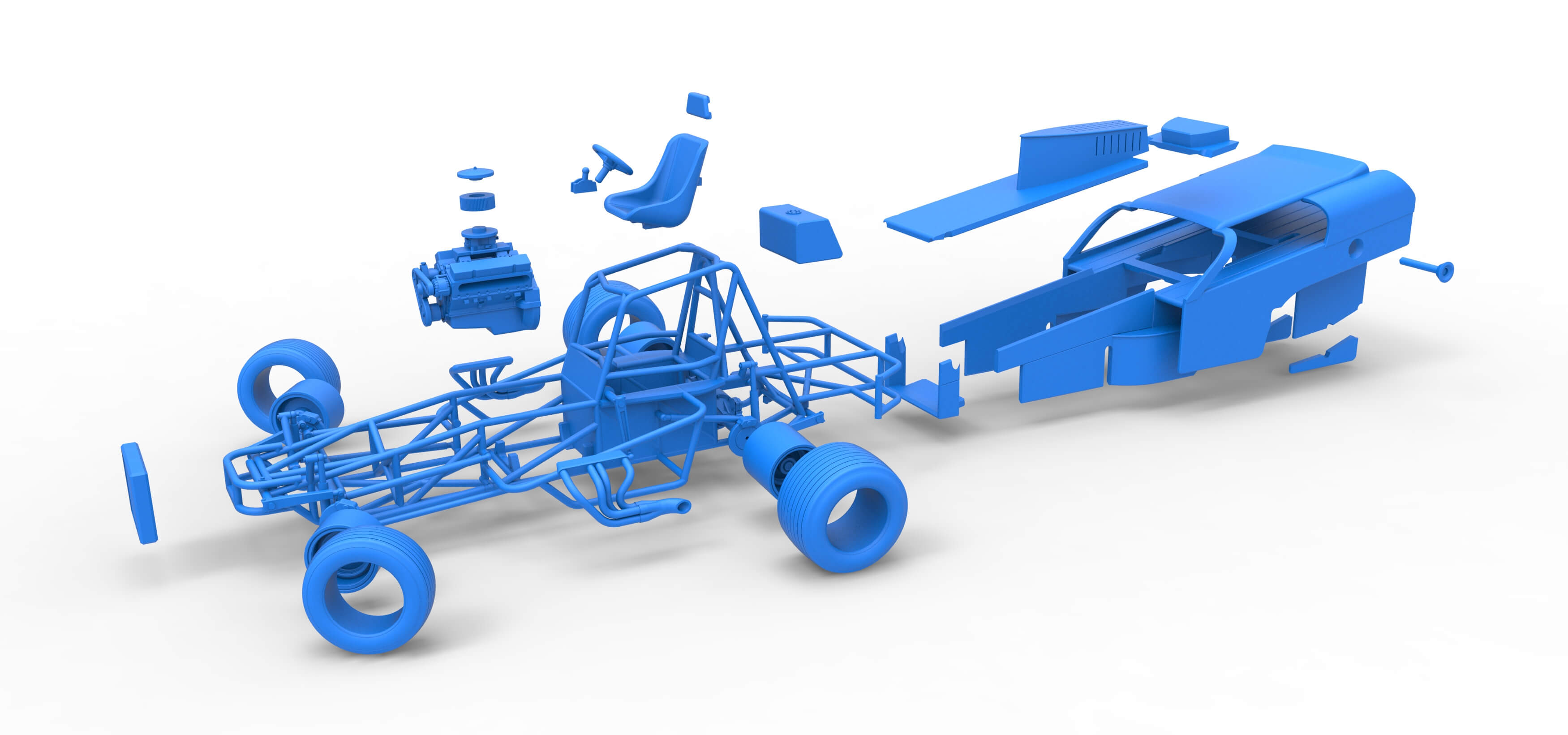 Vintage Dirt Modified Stock Car Version 2 While Turning 1:25 3D Model