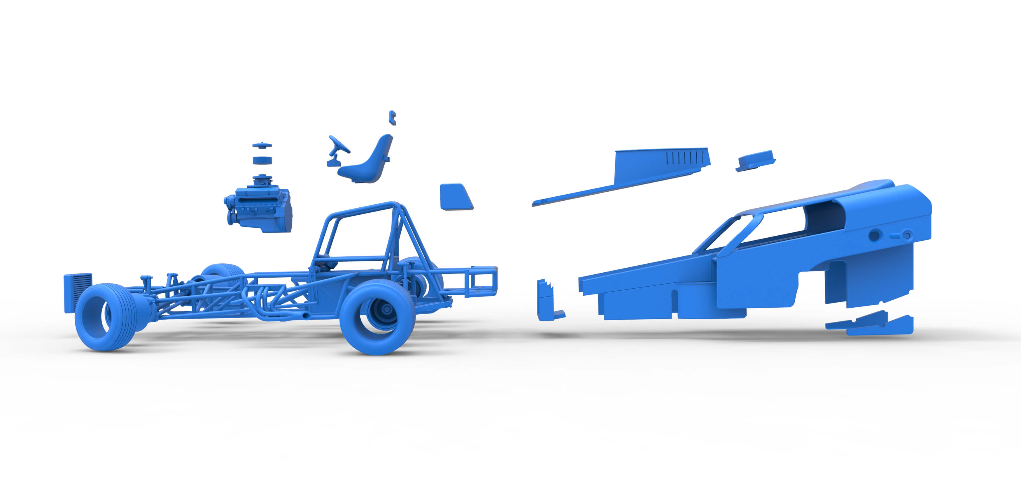 Vintage Dirt Modified Stock Car Version 2 While Turning 1:25 3D Model