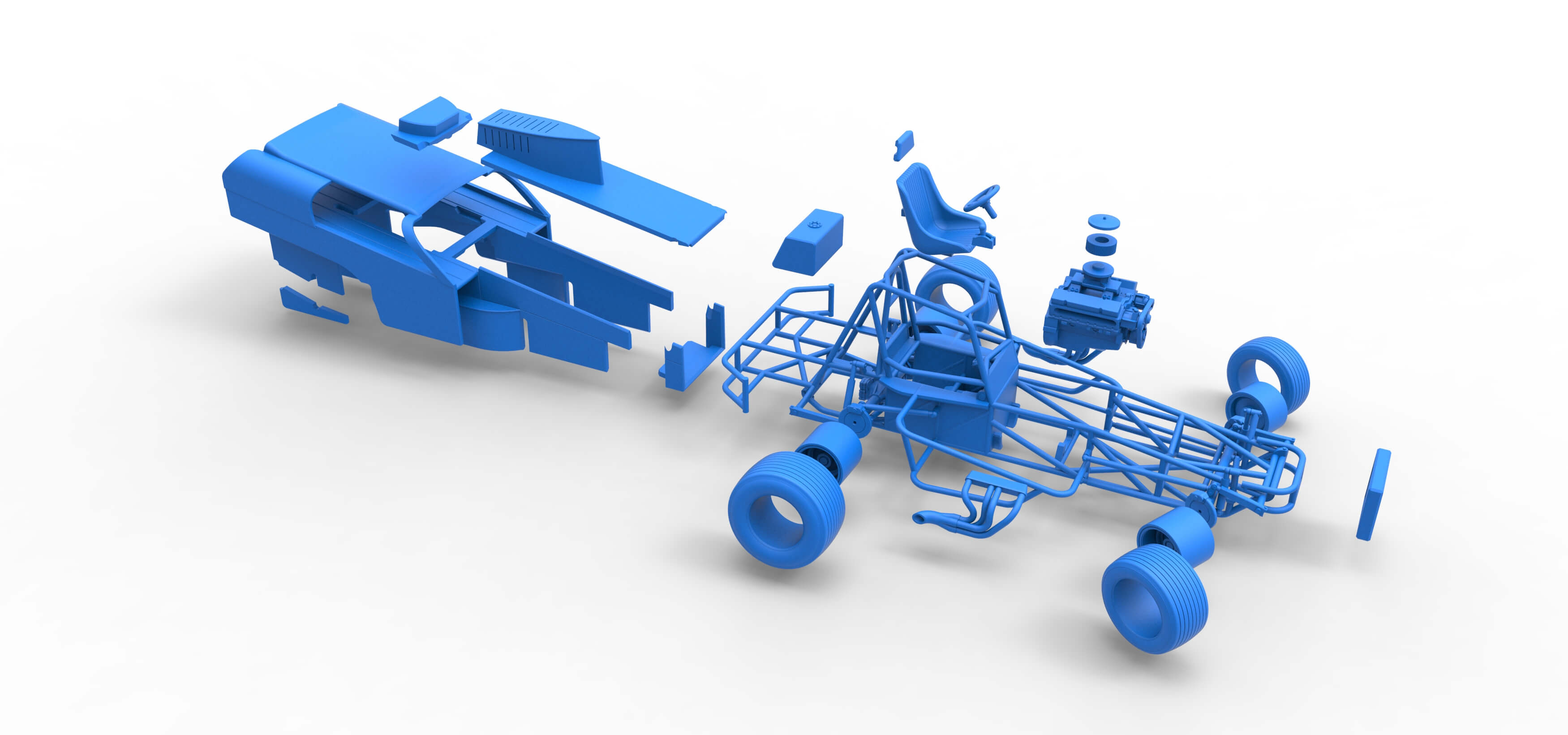 Vintage Dirt Modified Stock Car Version 2 While Turning 1:25 3D Model