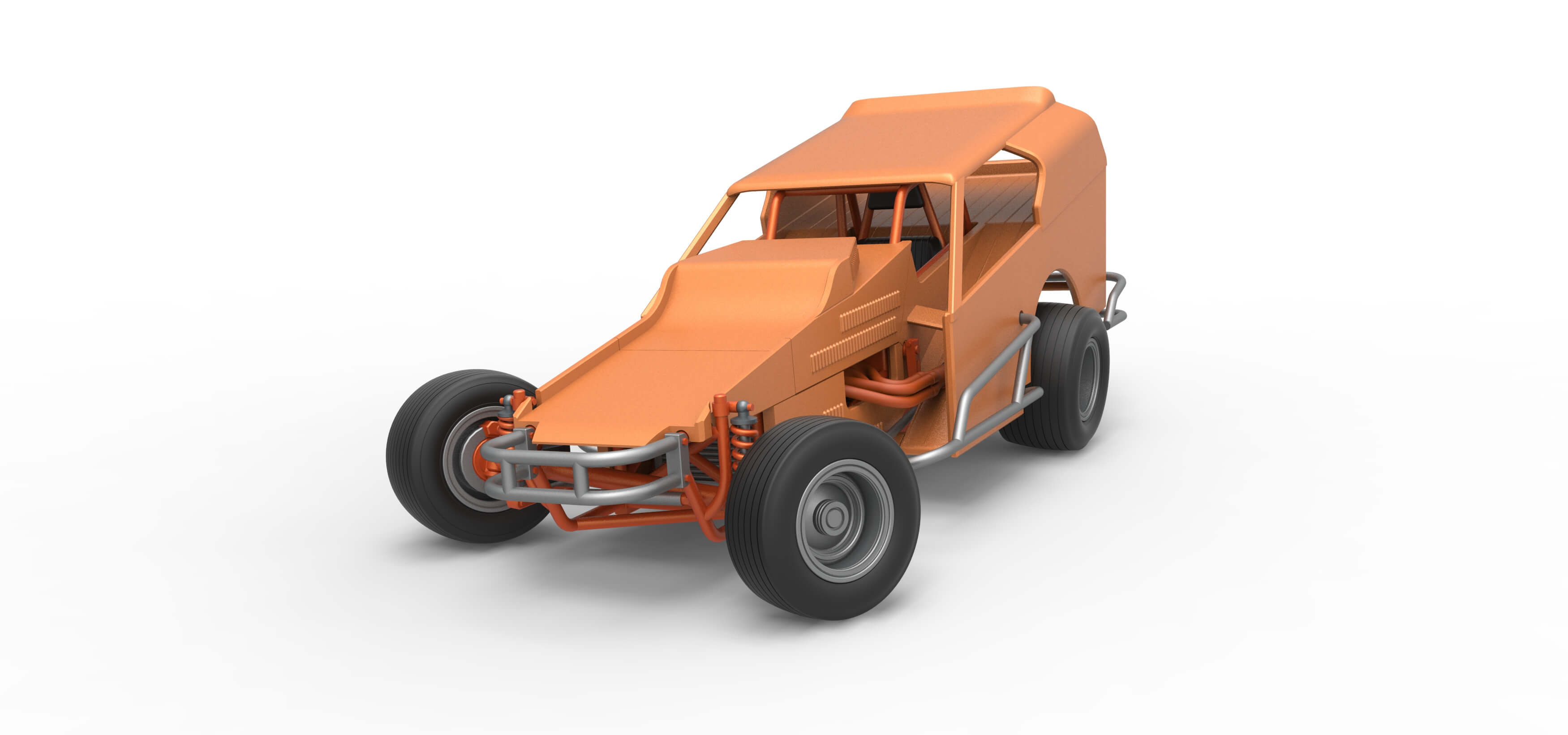 Vintage Dirt Modified Stock Car Version 3 while Turning 1:25 3D Model