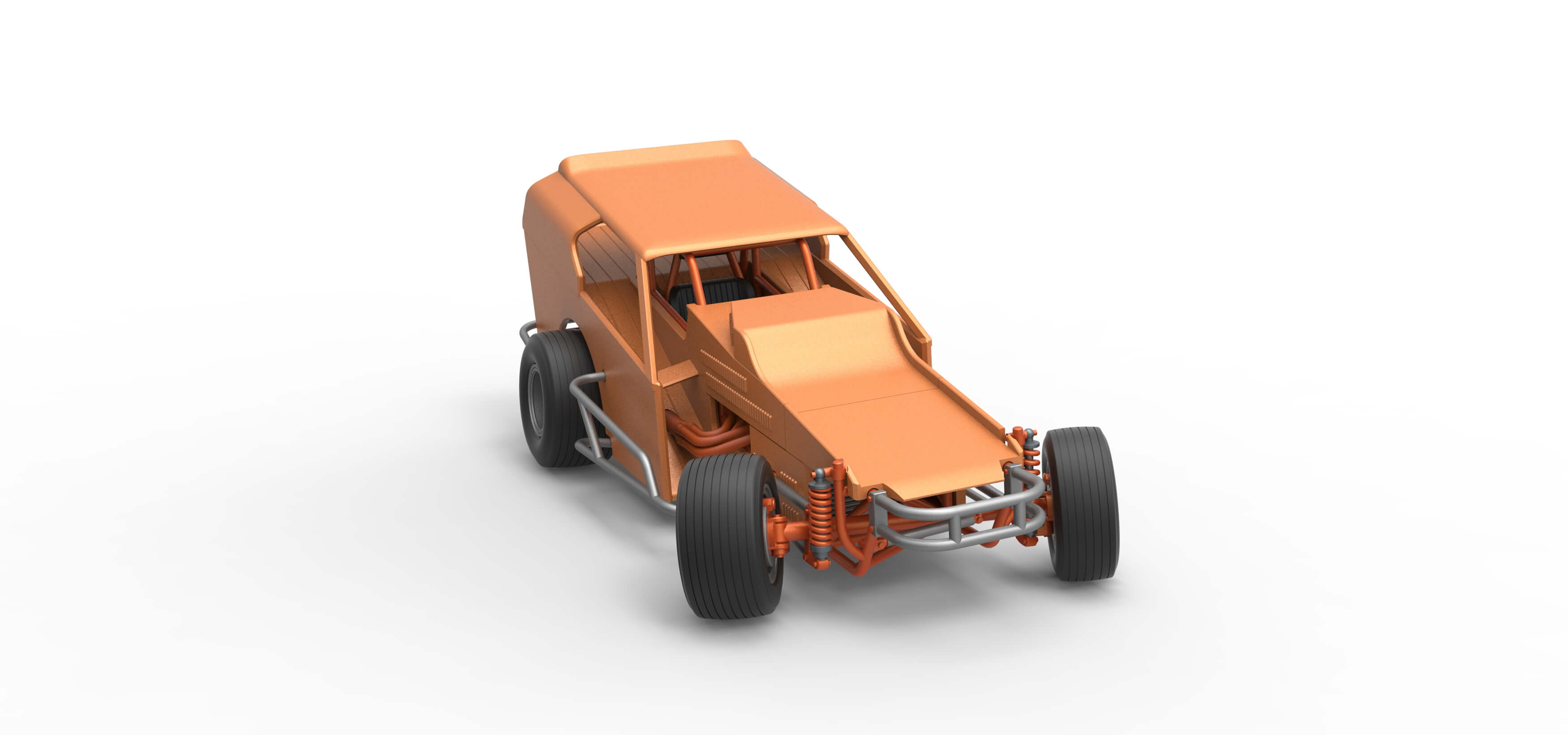 Vintage Dirt Modified Stock Car Version 3 while Turning 1:25 3D Model