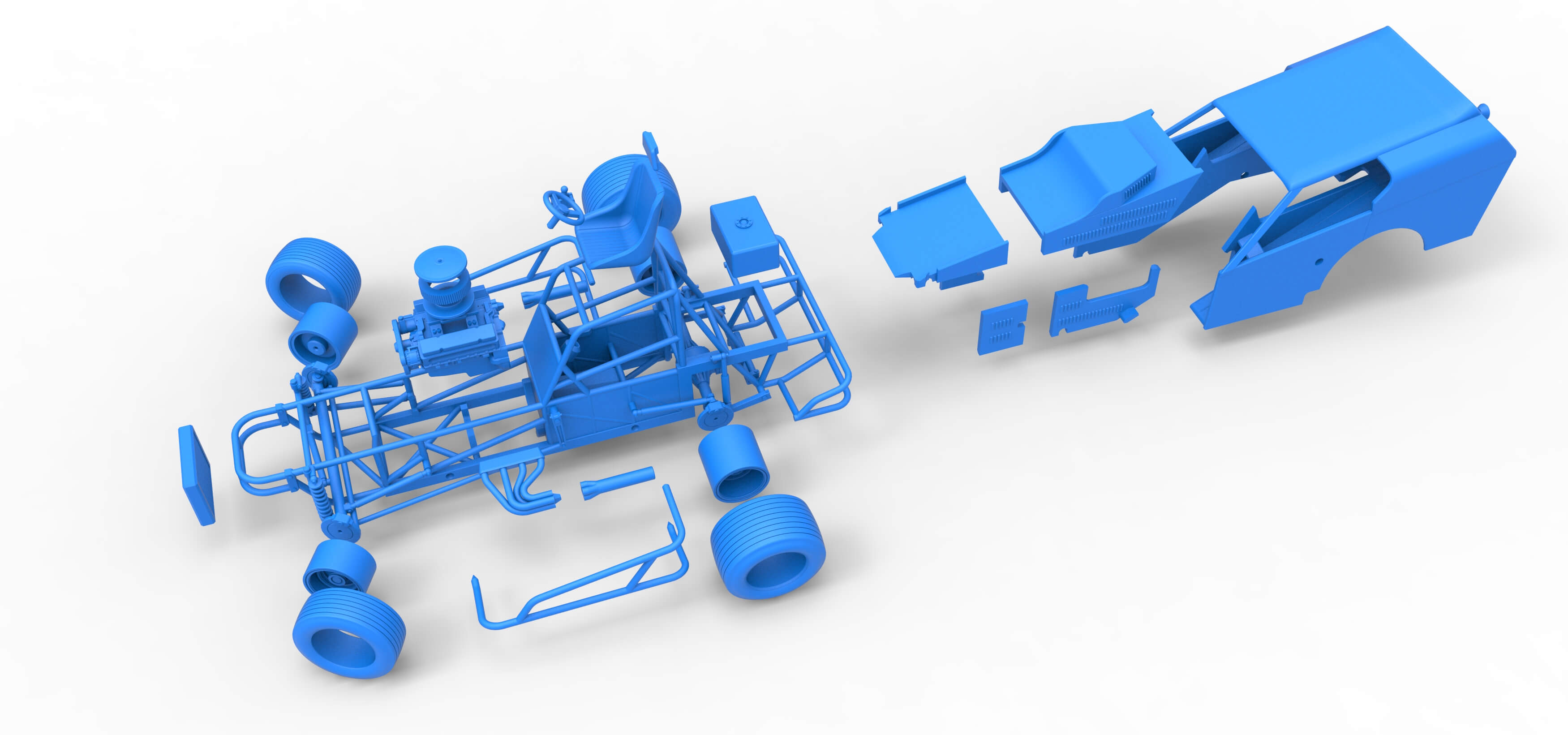 Vintage Dirt Modified Stock Car Version 3 while Turning 1:25 3D Model