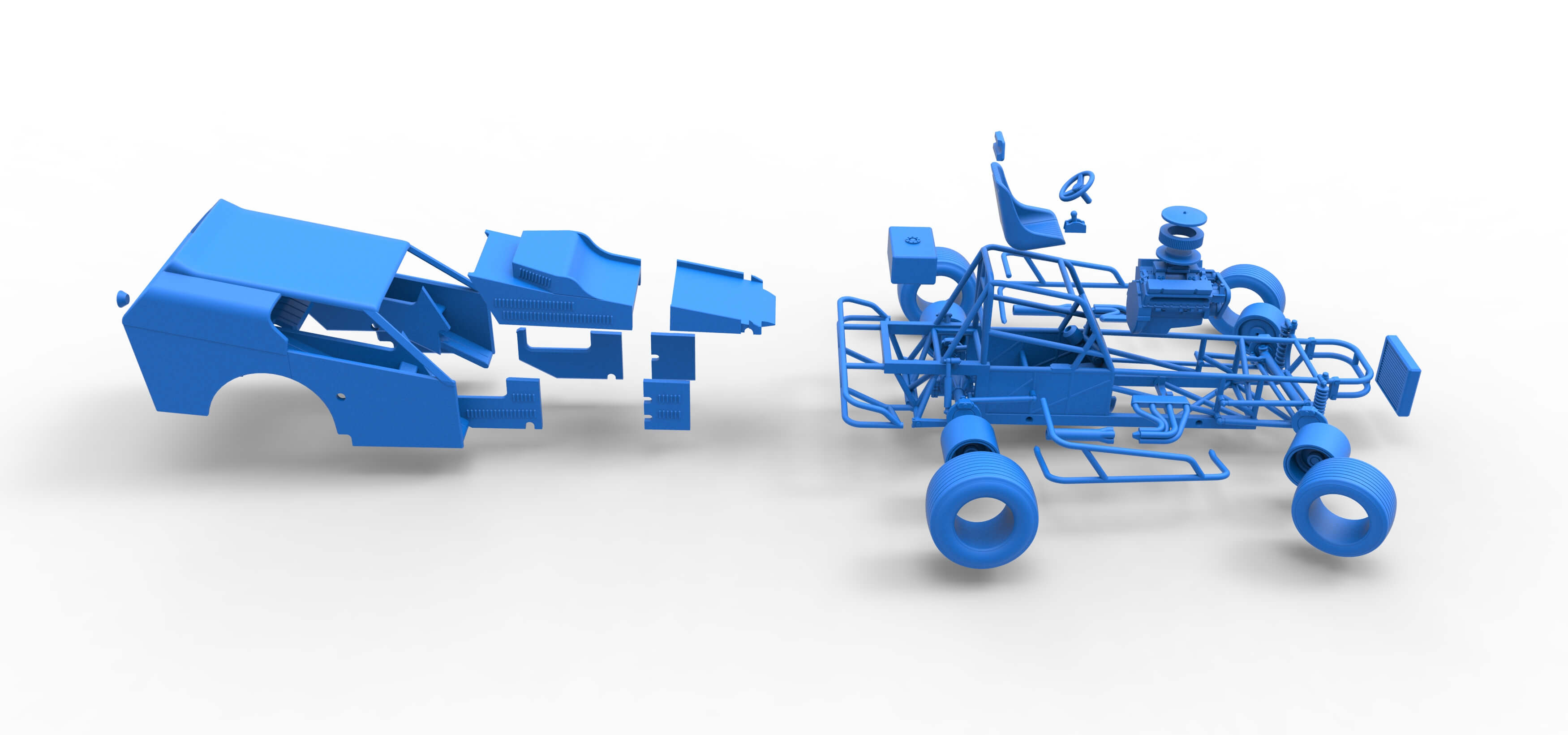 Vintage Dirt Modified Stock Car Version 3 while Turning 1:25 3D Model