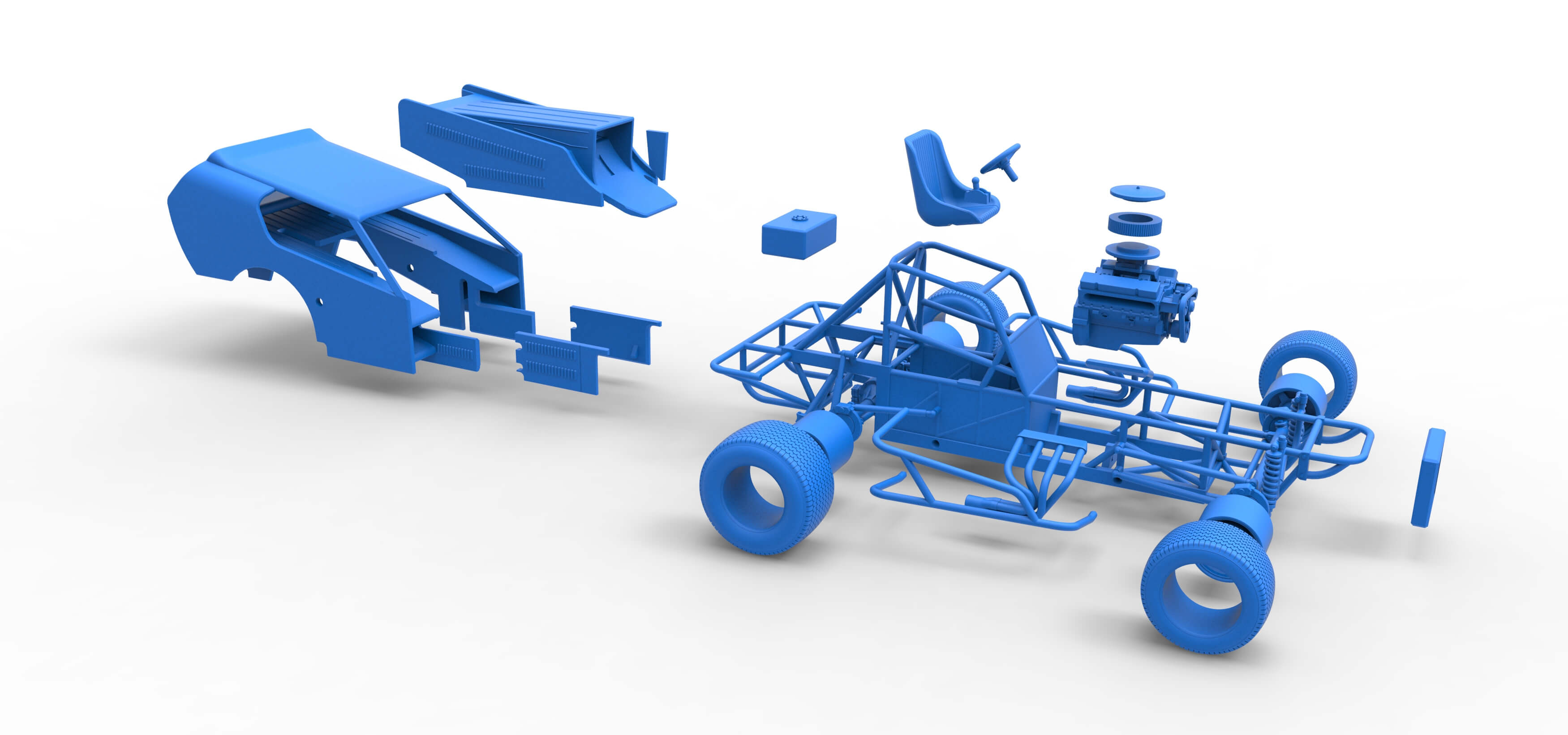 Vintage Dirt Modified Stock Car Version 4 Scale 1:25 3D Model