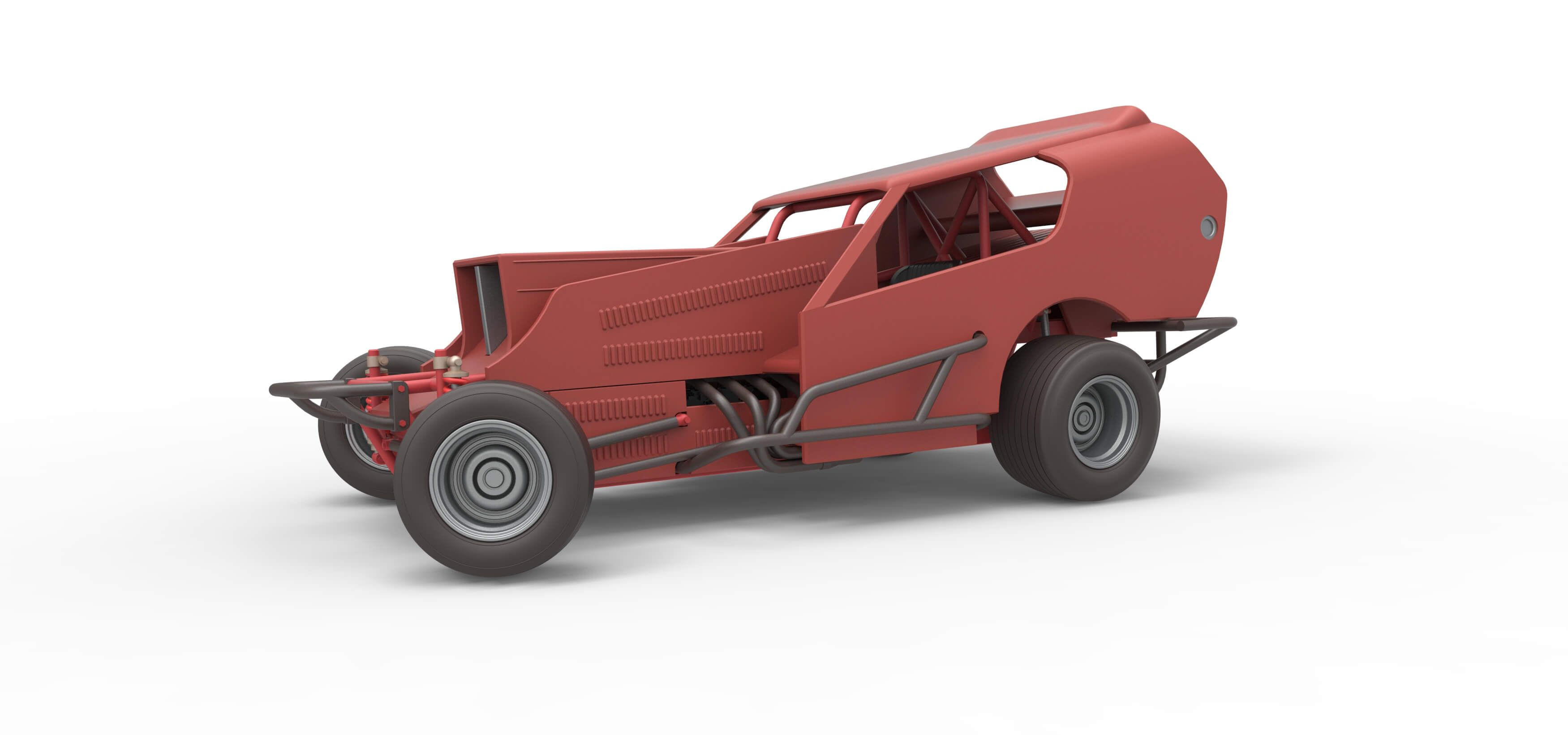 Vintage Dirt Modified Stock Car Version 4 While Turning 1:25 3D Model