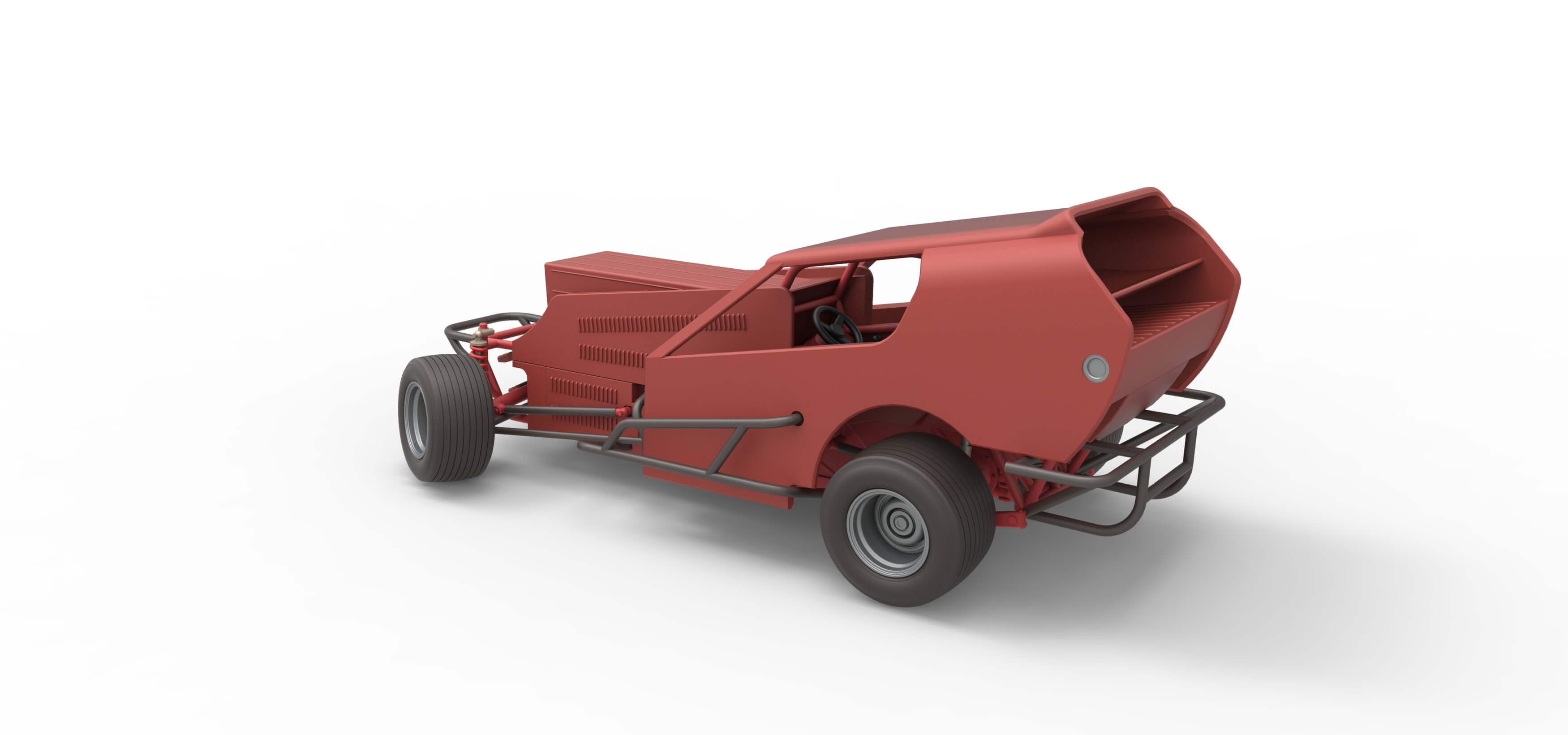 Vintage Dirt Modified Stock Car Version 4 While Turning 1:25 3D Model