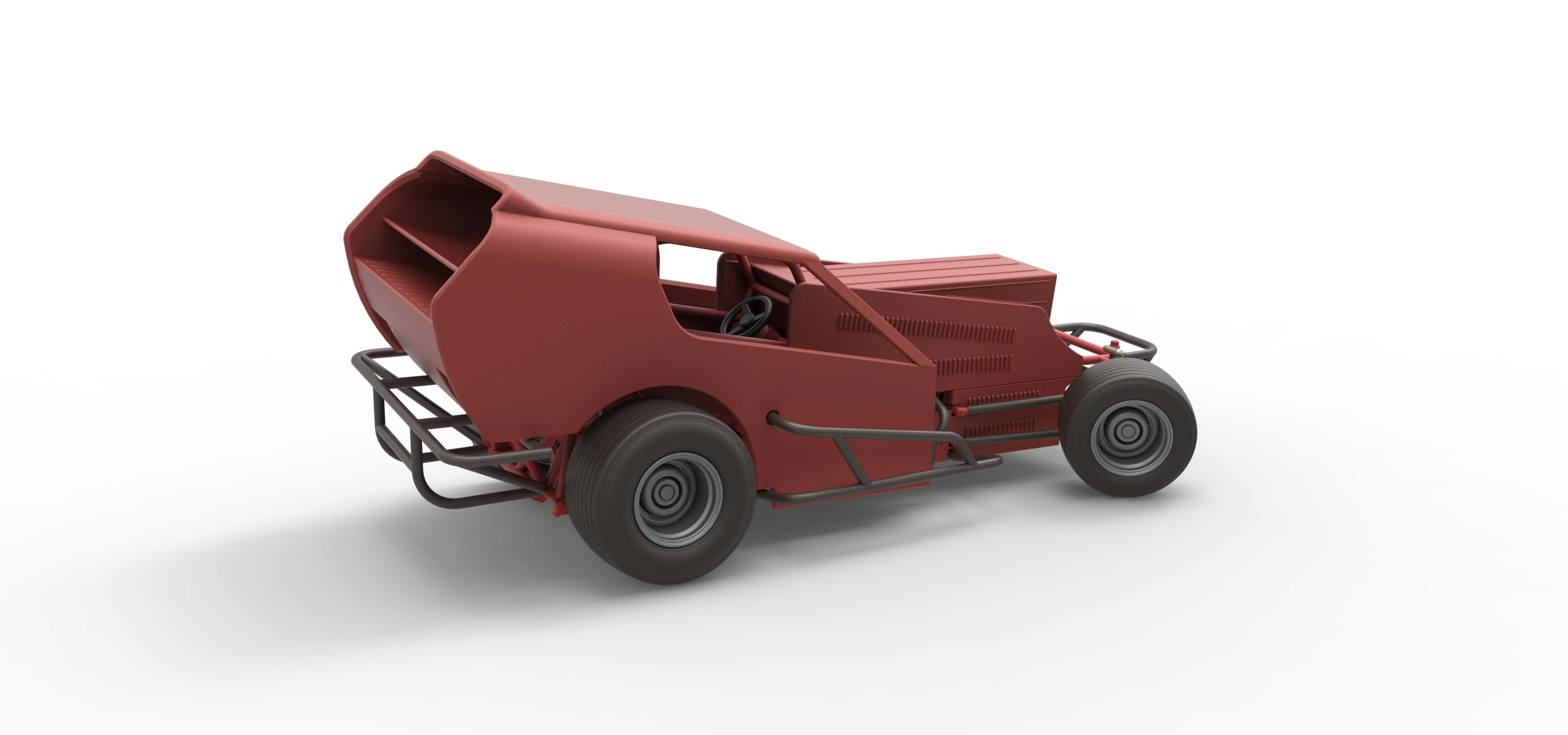 Vintage Dirt Modified Stock Car Version 4 While Turning 1:25 3D Model