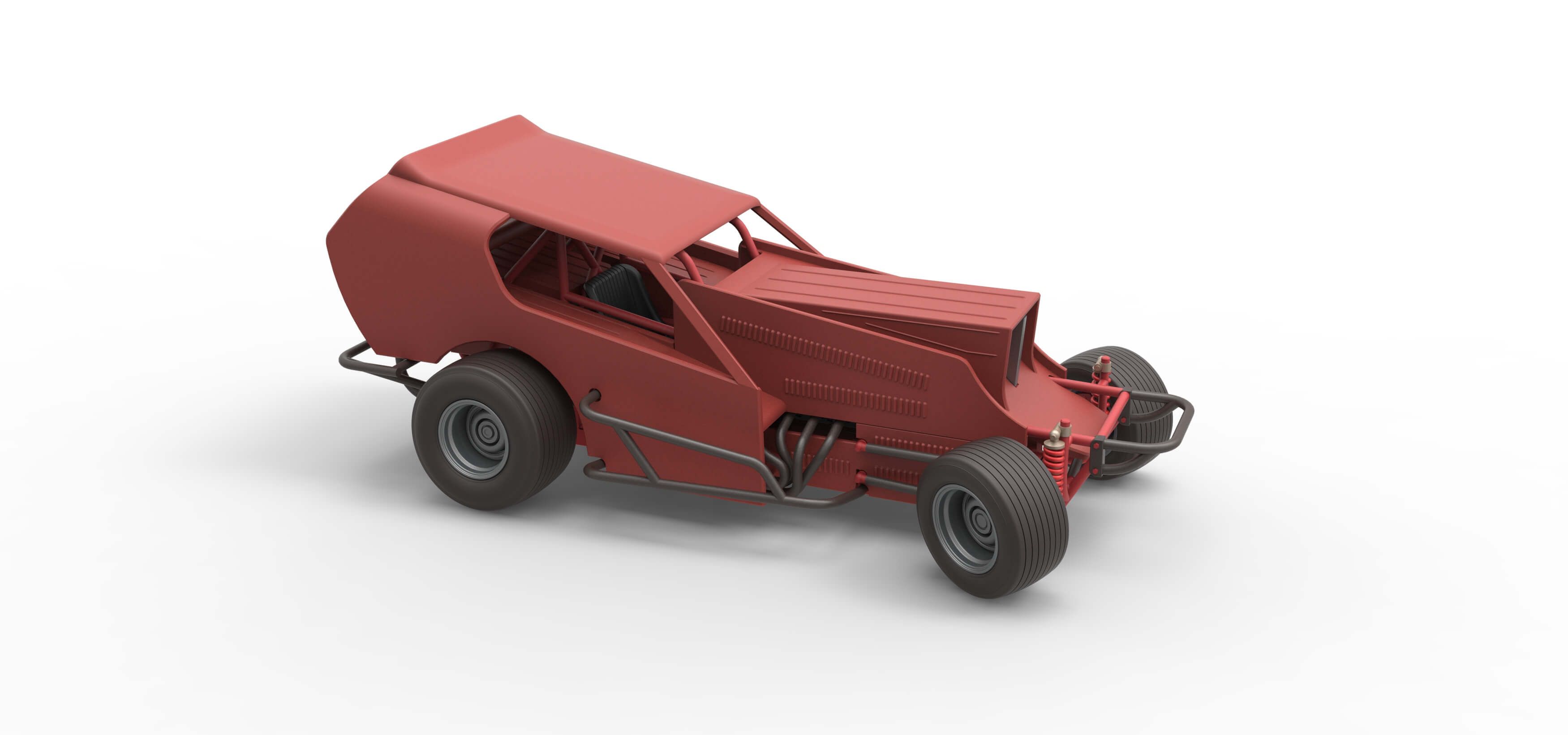 Vintage Dirt Modified Stock Car Version 4 While Turning 1:25 3D Model