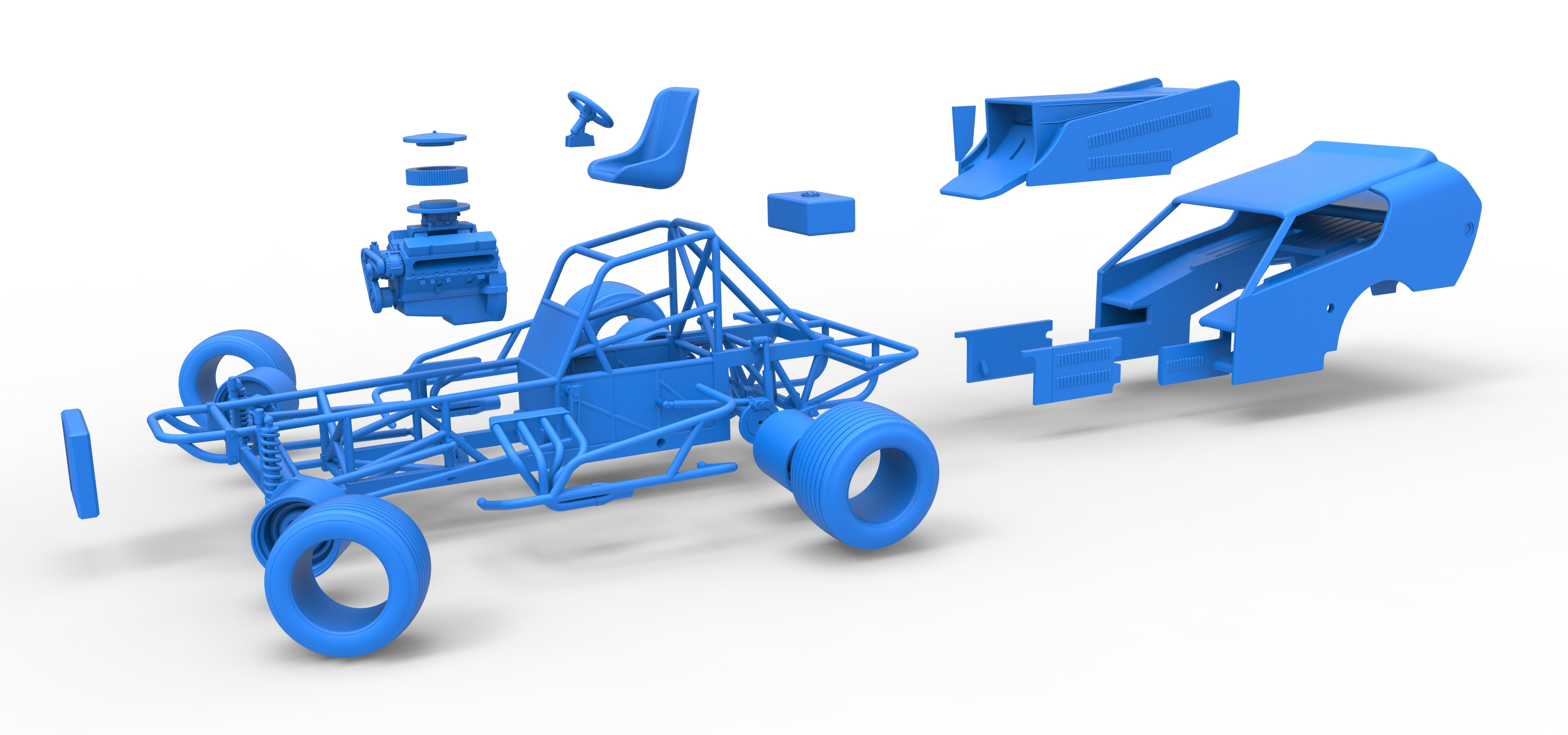 Vintage Dirt Modified Stock Car Version 4 While Turning 1:25 3D Model