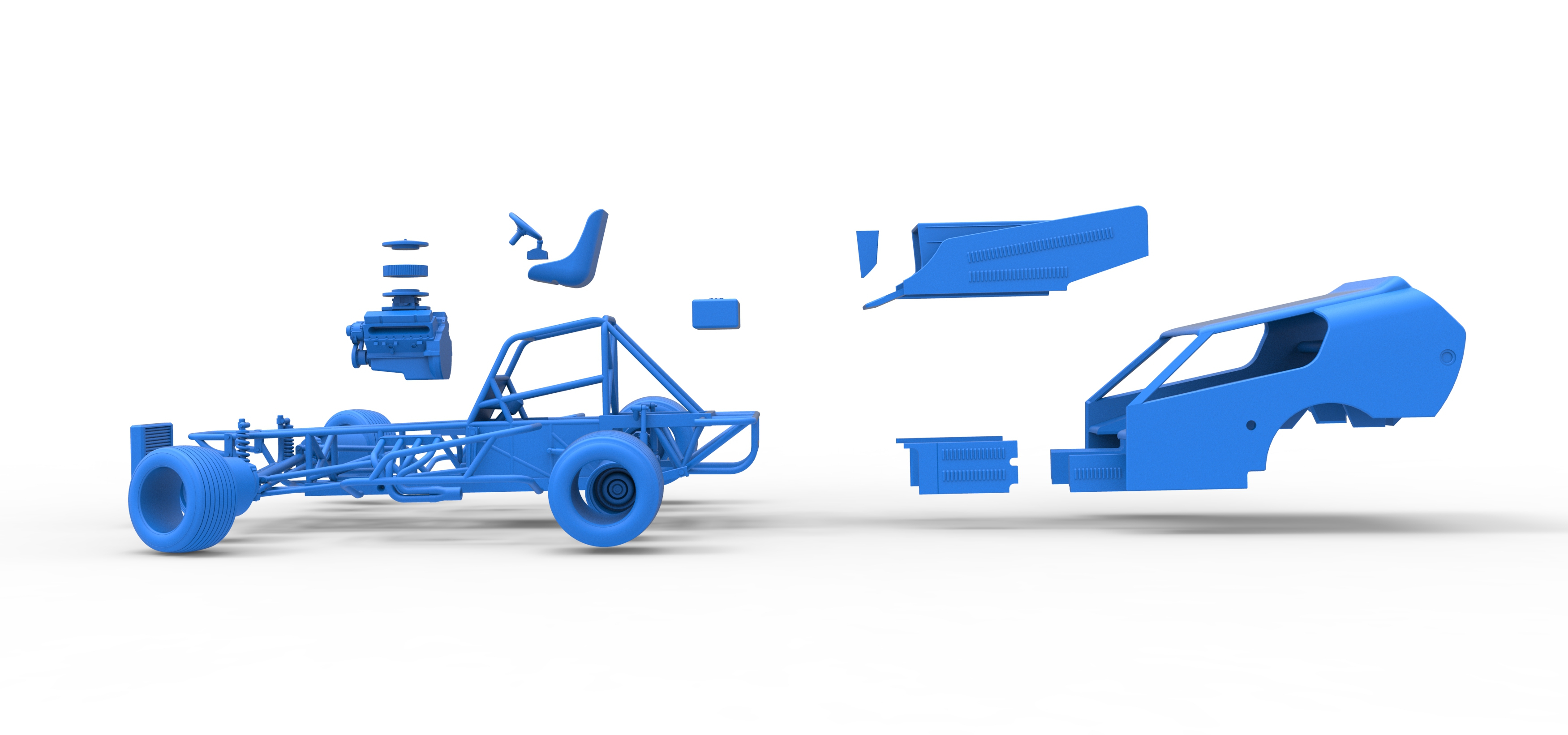 Vintage Dirt Modified Stock Car Version 4 While Turning 1:25 3D Model