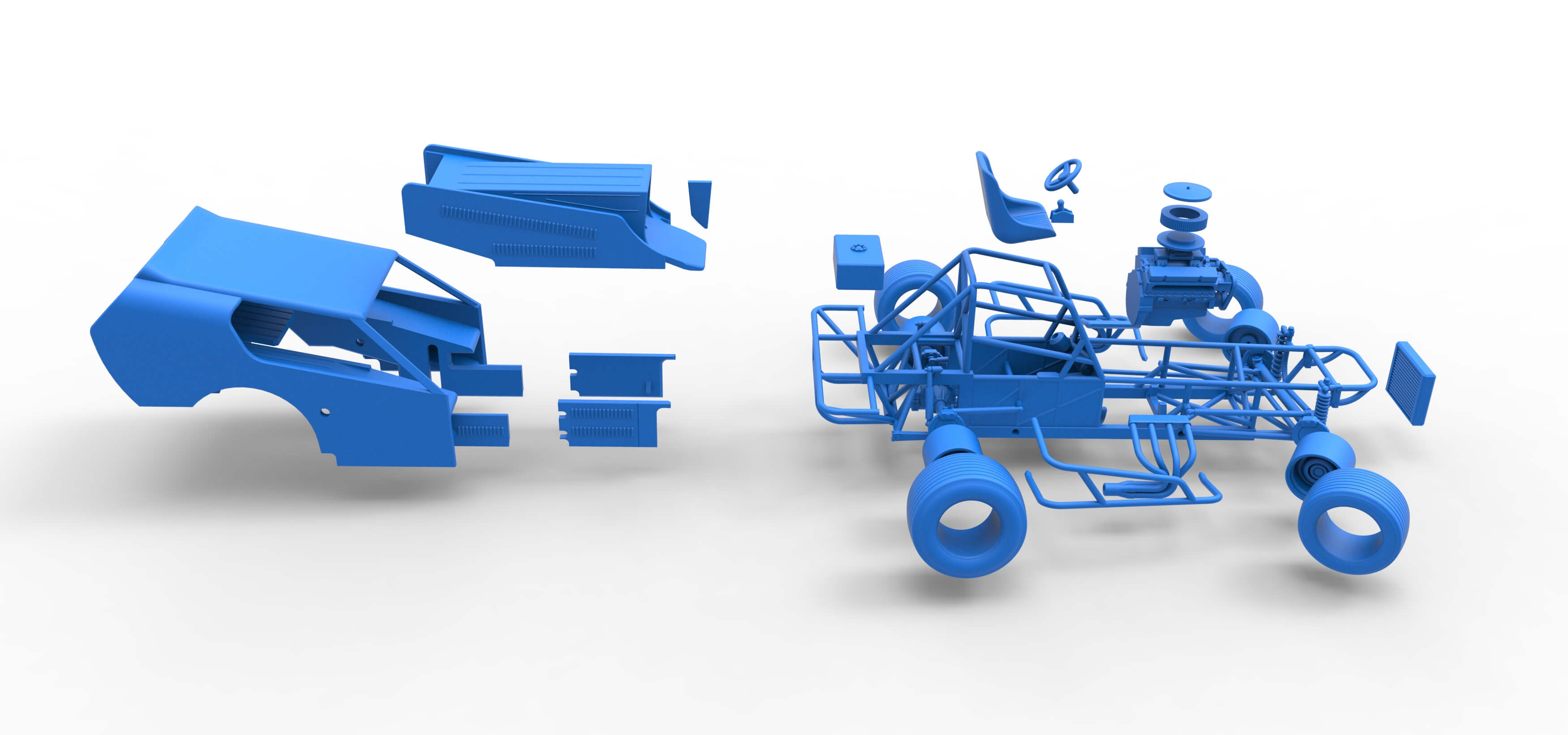 Vintage Dirt Modified Stock Car Version 4 While Turning 1:25 3D Model