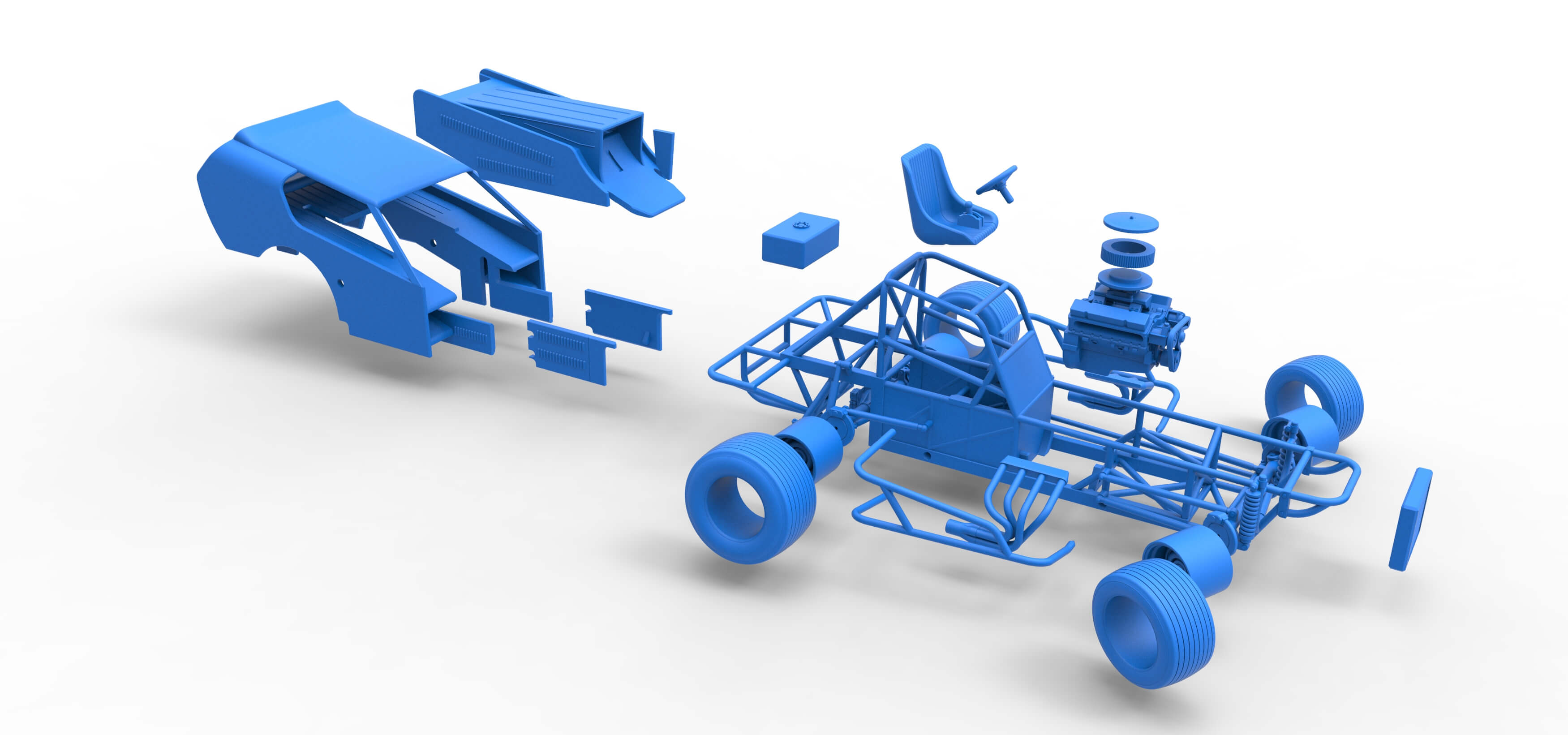 Vintage Dirt Modified Stock Car Version 4 While Turning 1:25 3D Model