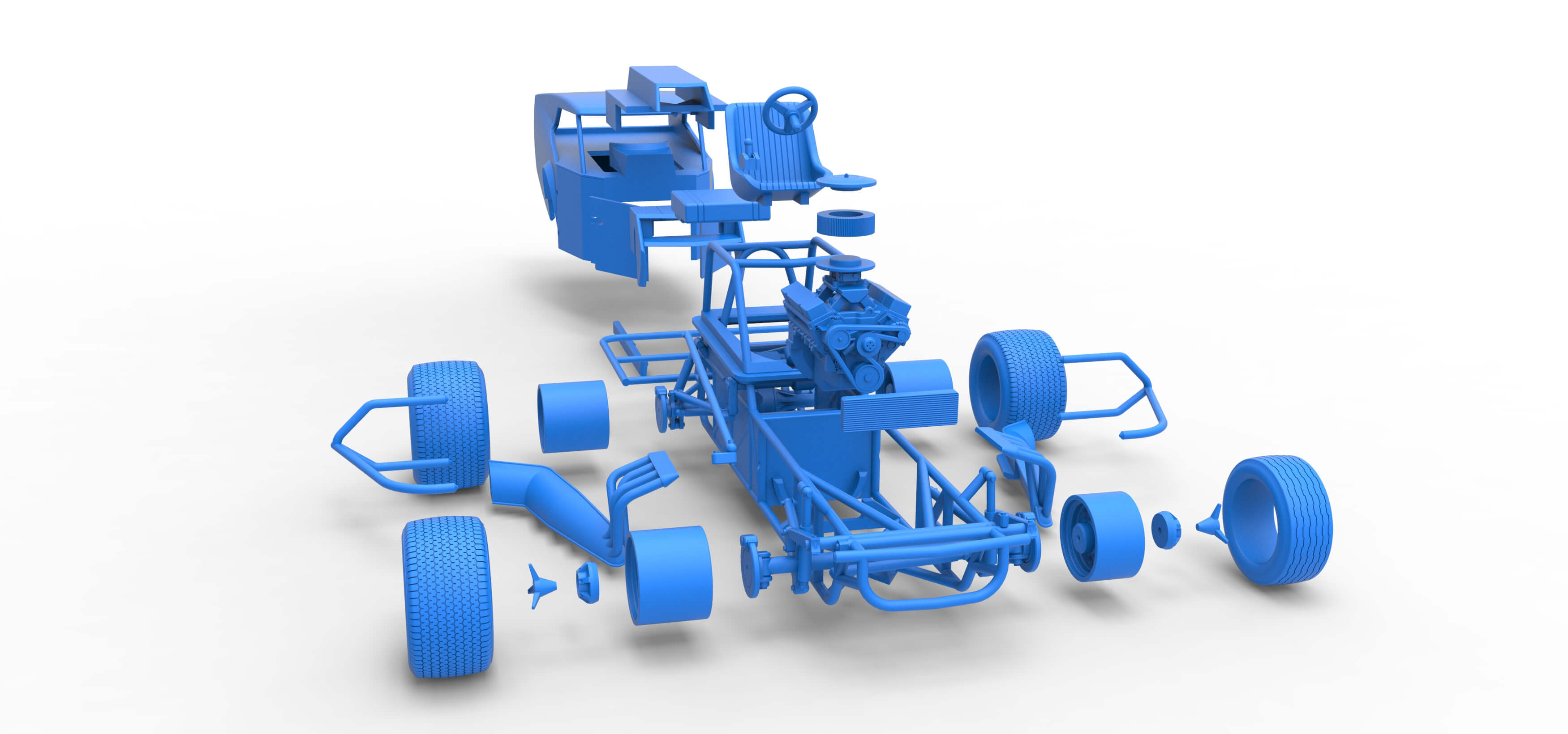 Vintage Dirt Modified Stock Car Version 5 Scale 1:25 3D Model