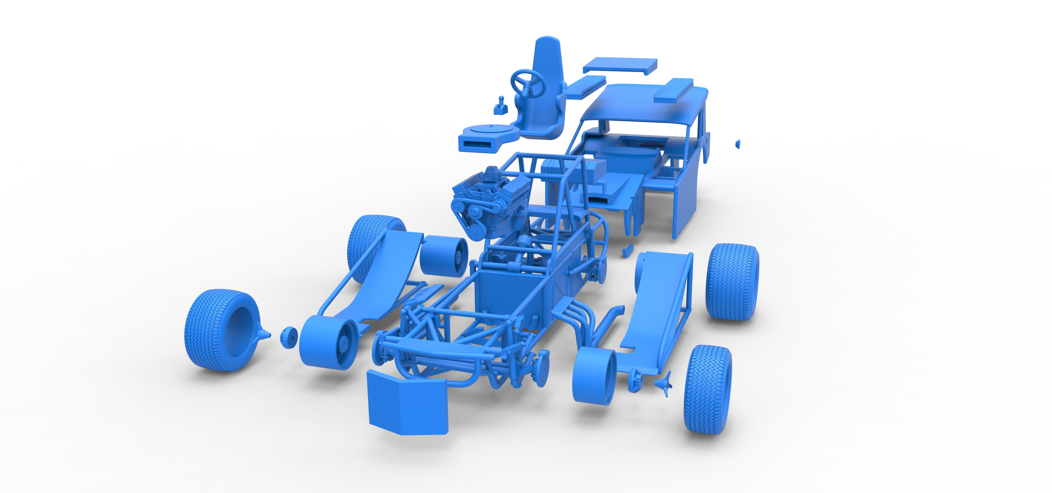 Vintage Dirt Modified Stock Car Version 6 Scale 1:25 3D Model