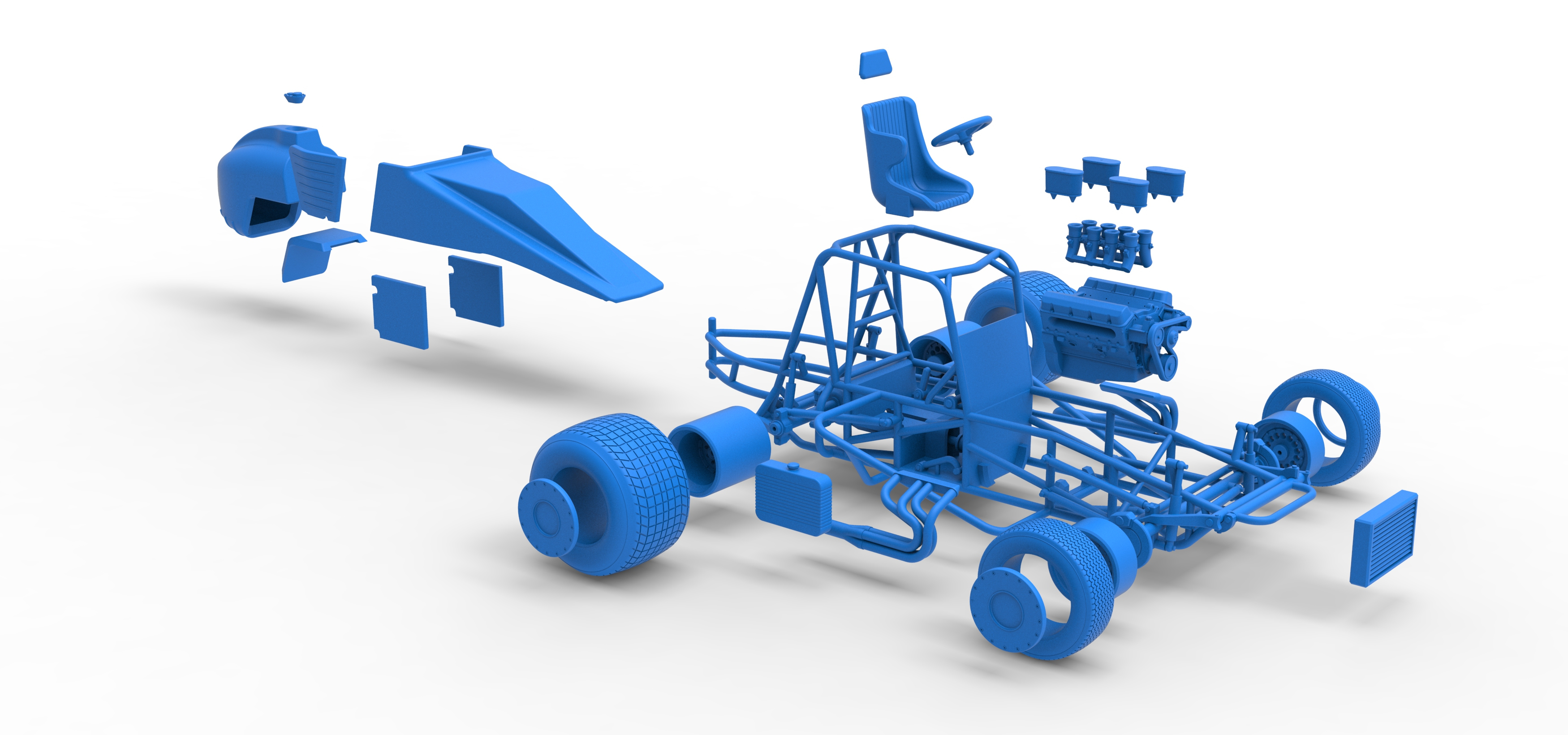 Vintage Dirt Silver Crown Car Scale 1:25 3D Model
