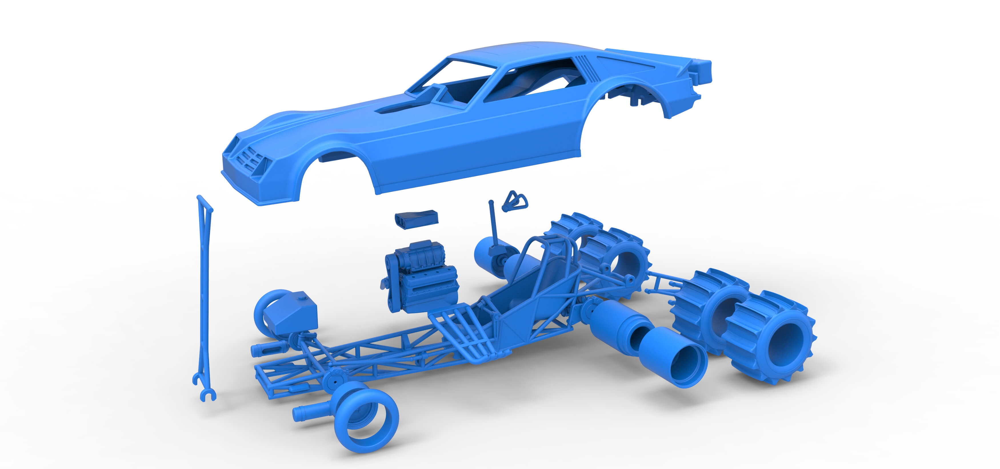 Vintage Funny Car for Sand Drag Racing Scale 1:25 3D Model