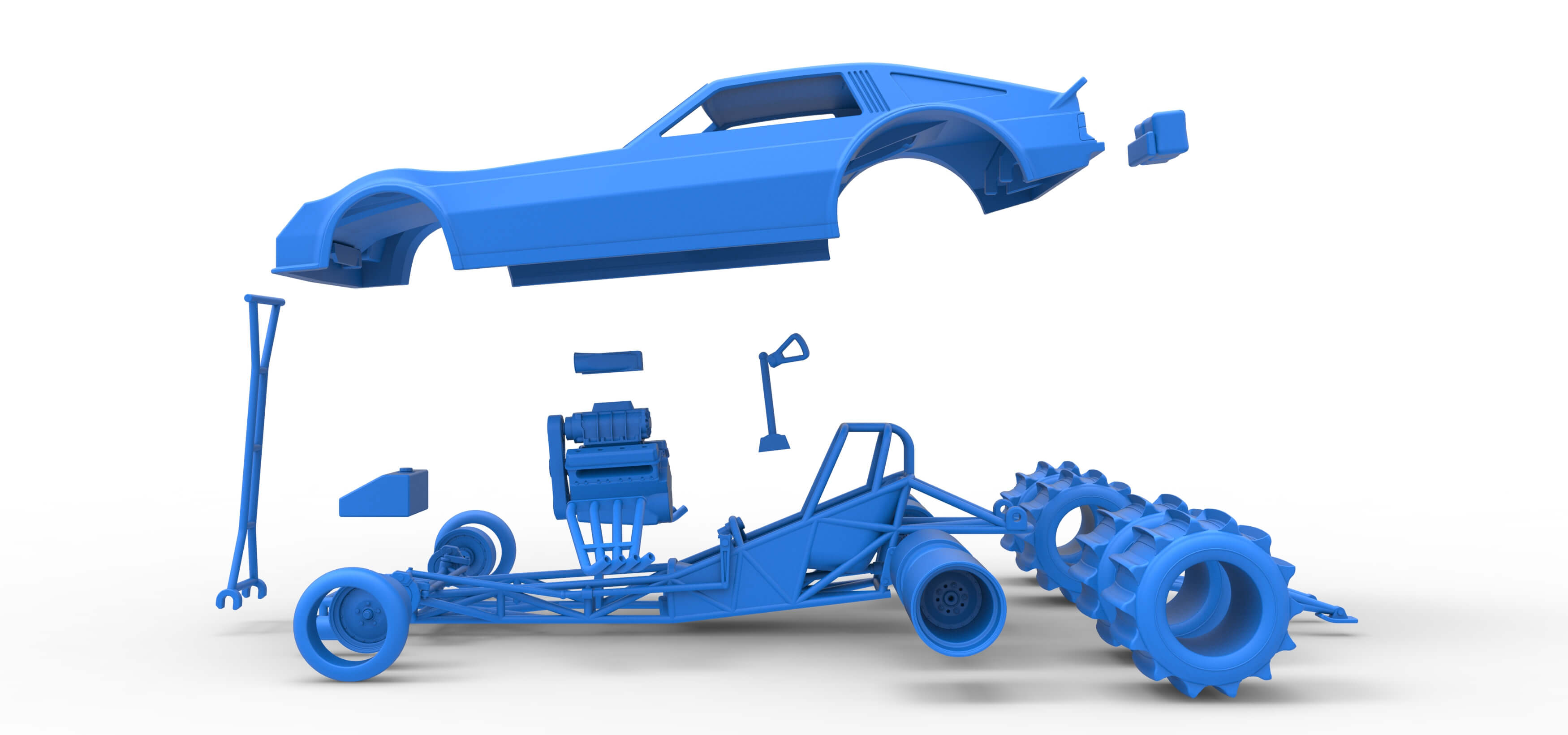 Vintage Funny Car for Sand Drag Racing Scale 1:25 3D Model