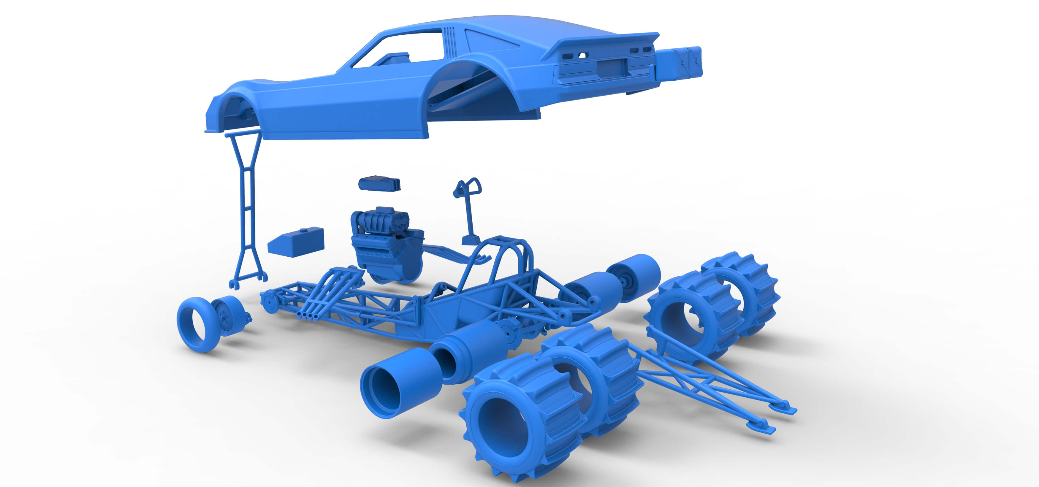 Vintage Funny Car for Sand Drag Racing Scale 1:25 3D Model