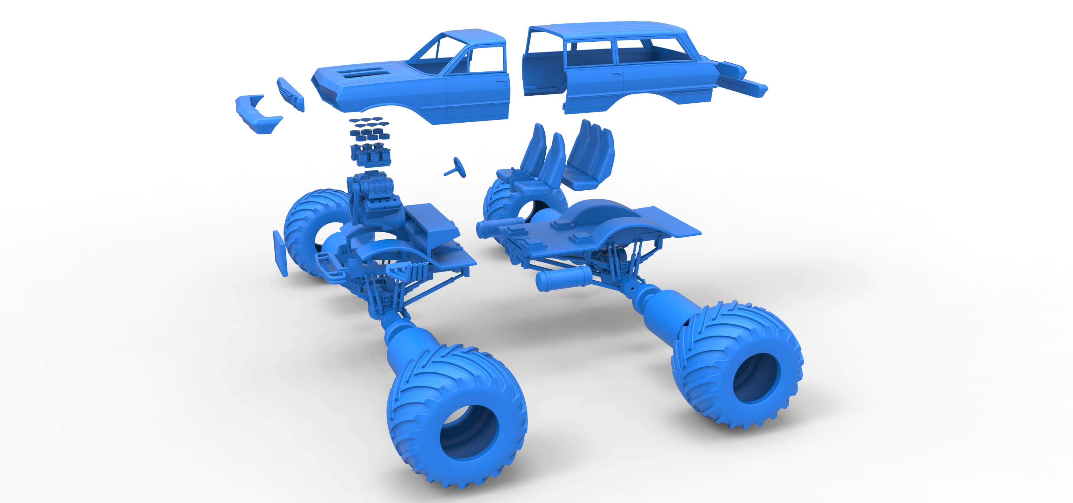 Vintage Monster Truck 1:25 3D Model