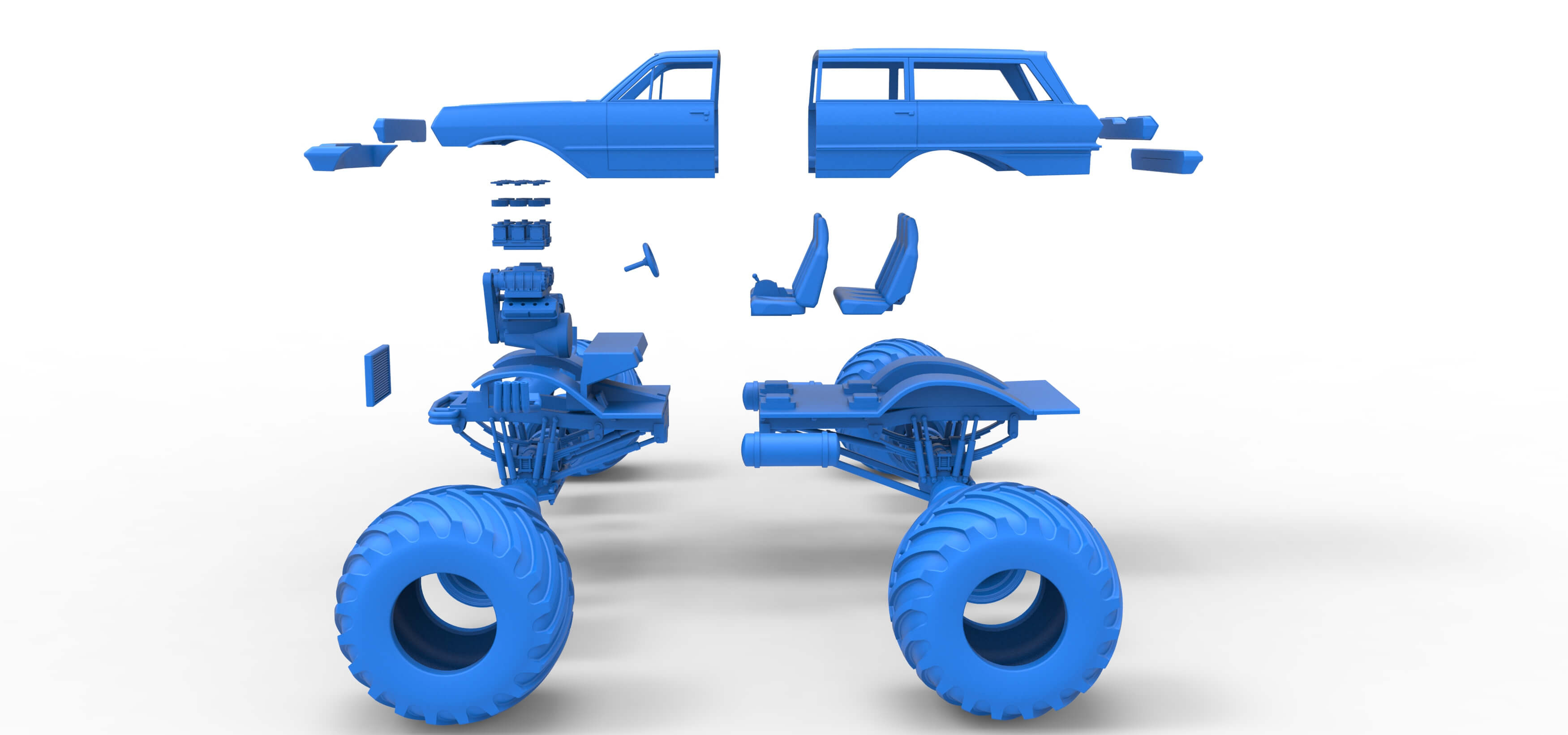 Vintage Monster Truck 1:25 3D Model
