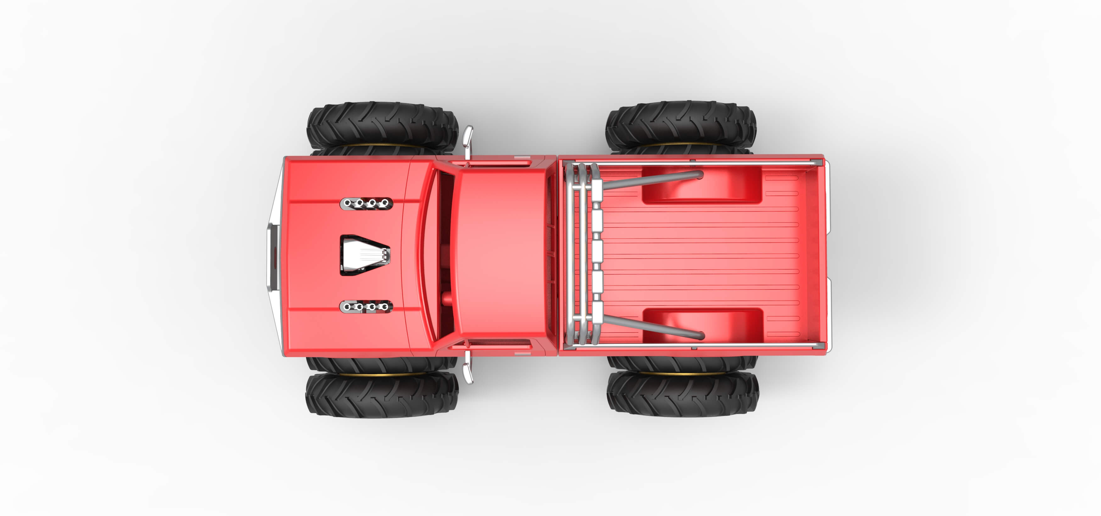 Vintage Monster Truck with Double Wheels Scale 1:25 3D Model