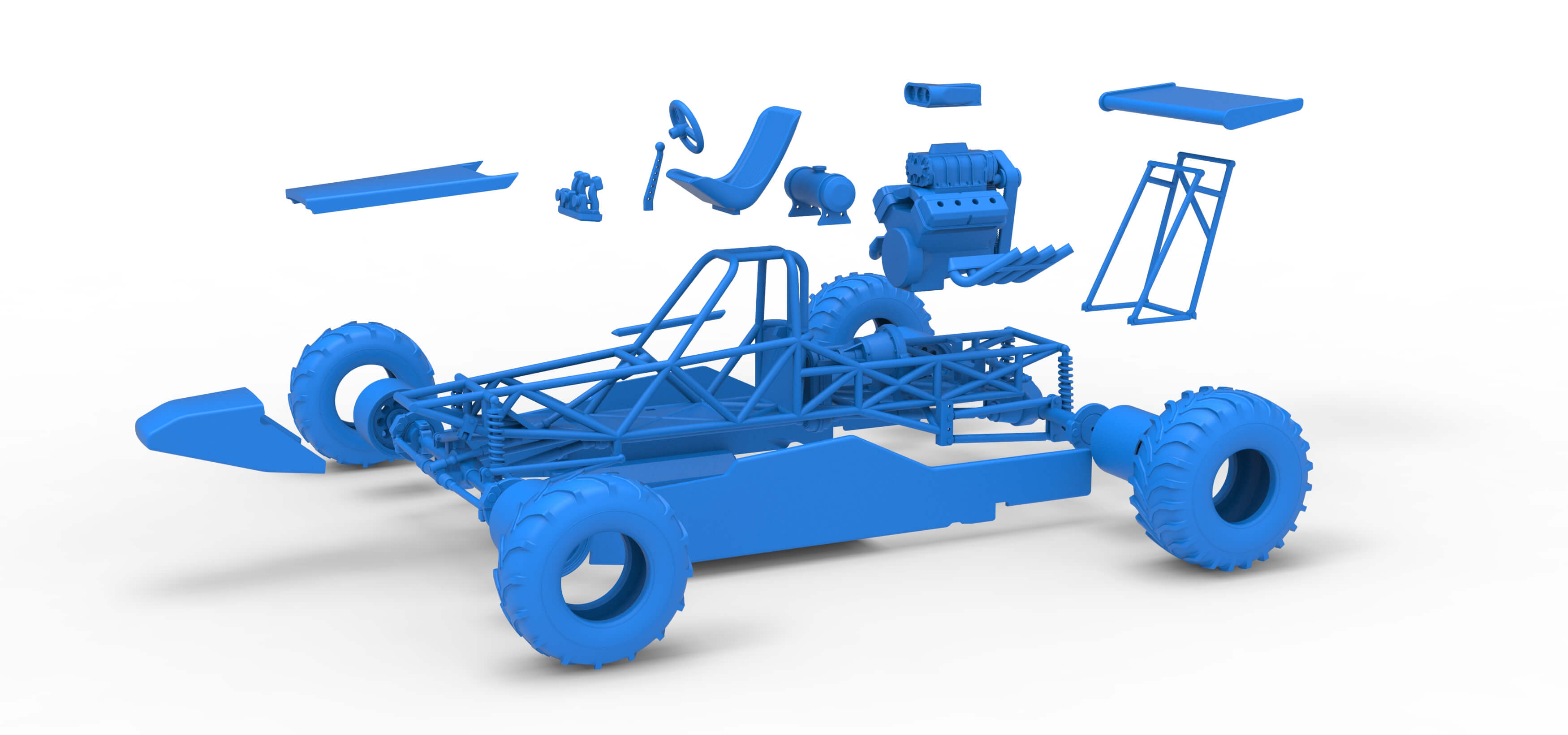 Vintage Mud Dragster Scale 1:25 3D Model